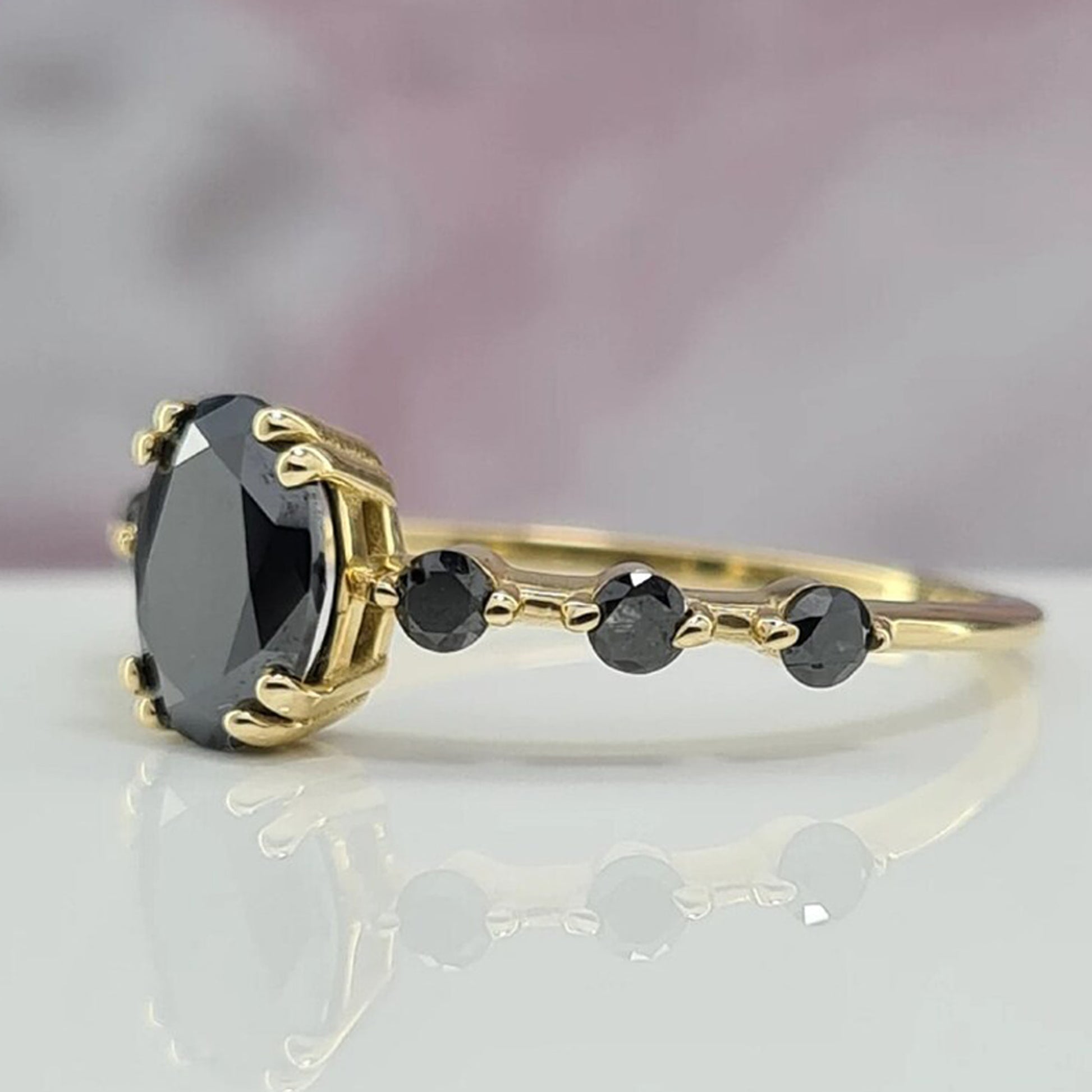 Black Oval Engagement Rings