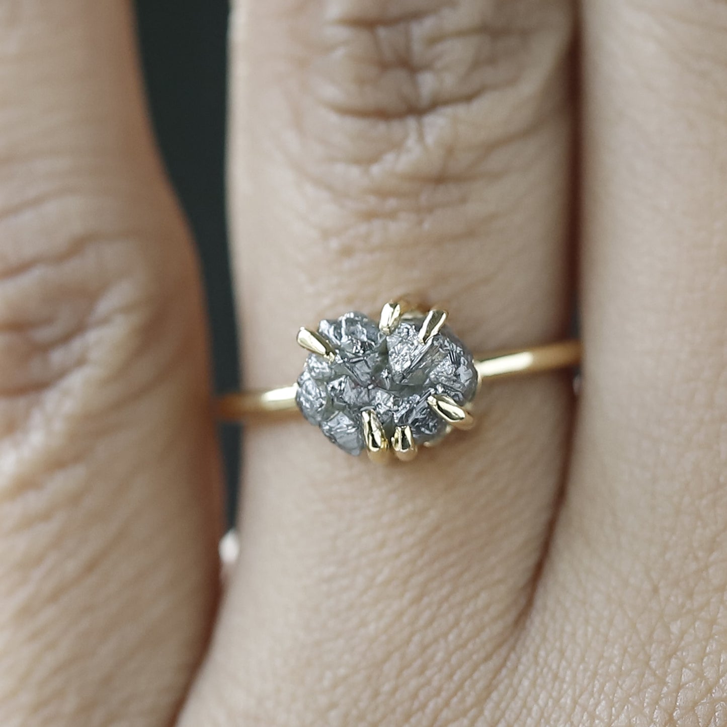 14 k gold raw diamond ring