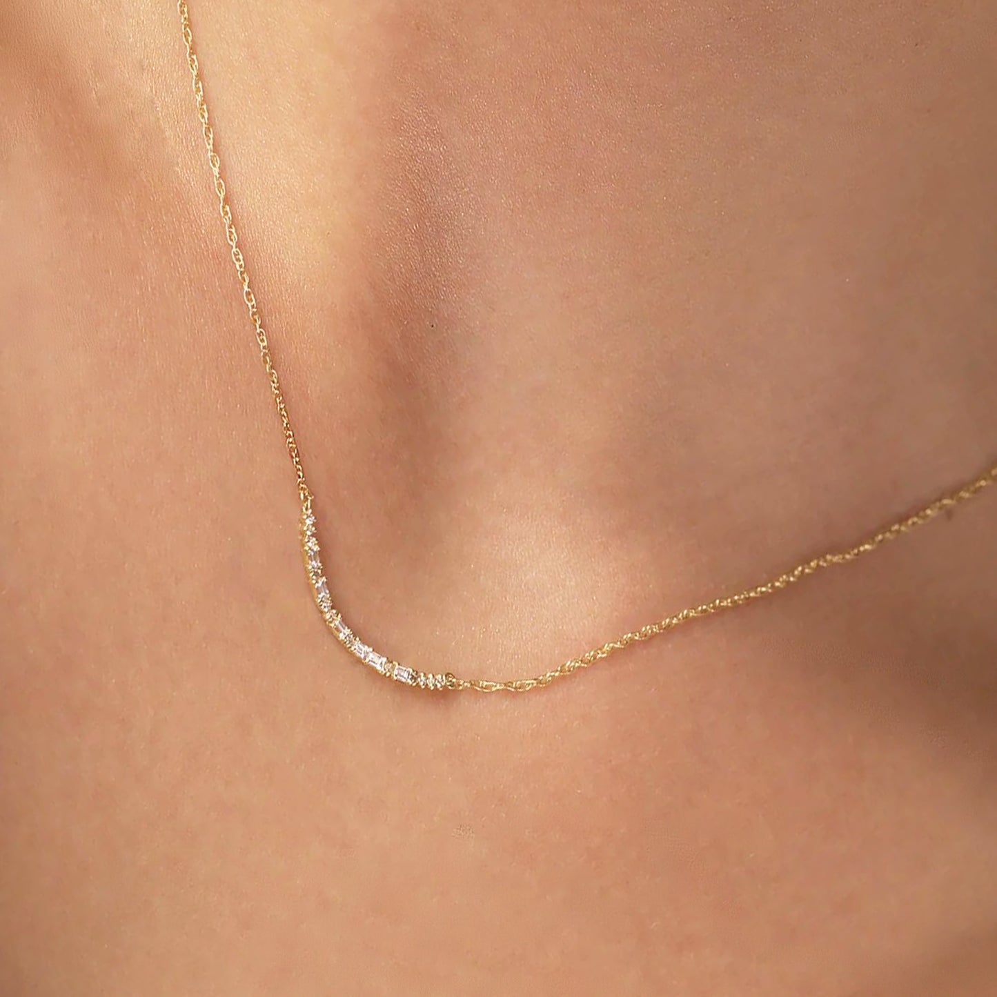 baguette diamond necklace gold