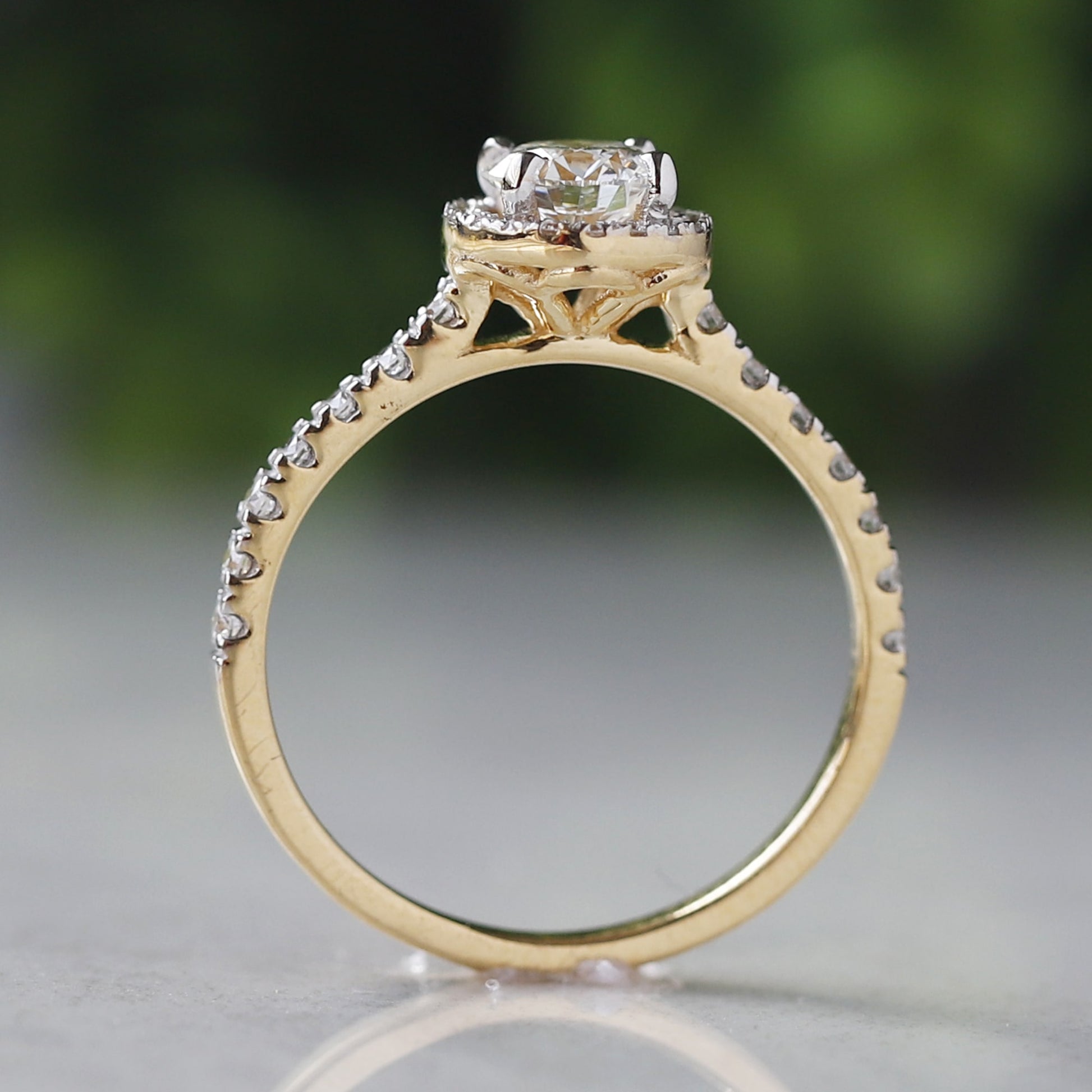 yellow gold lab created diamond ring