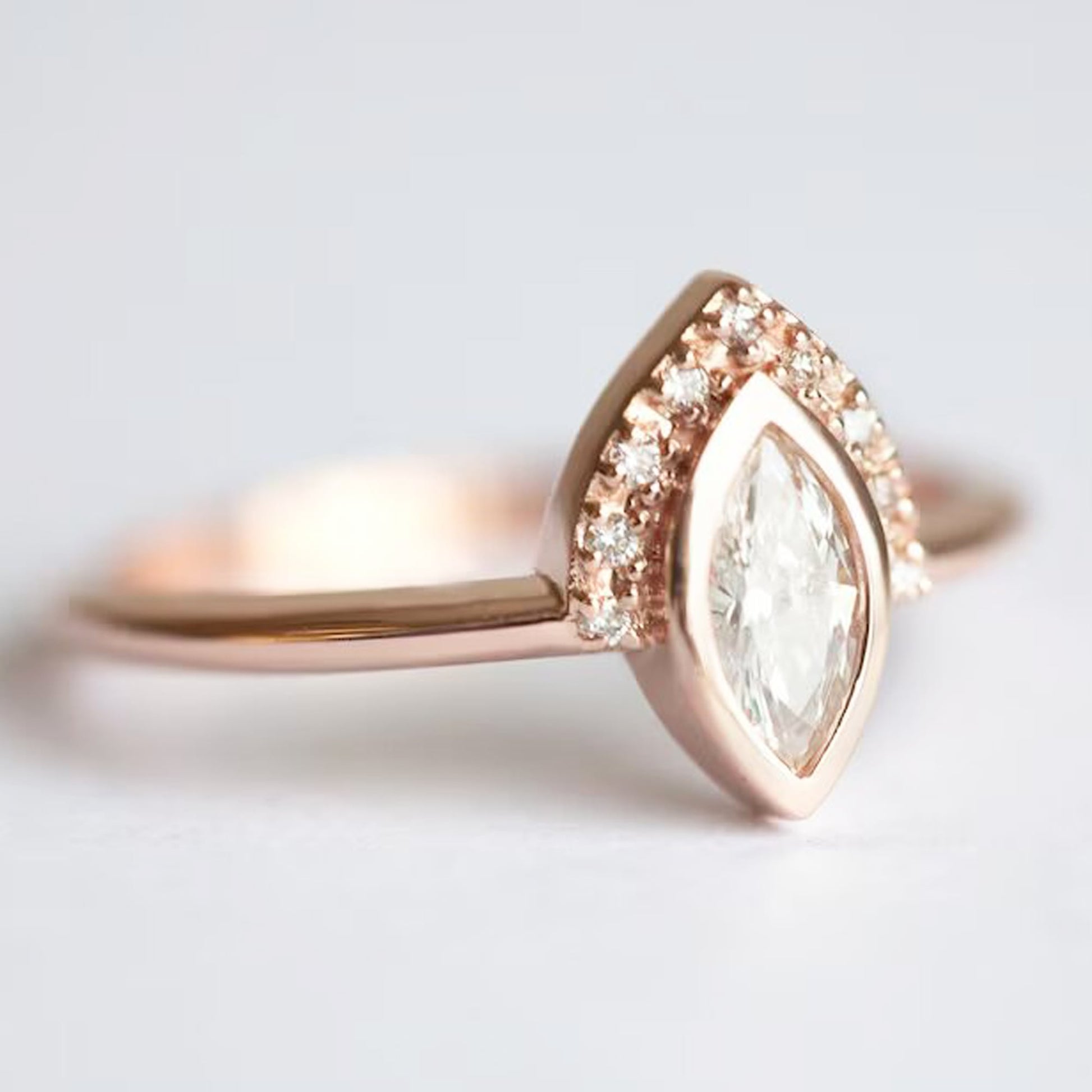 Half Halo 0.50 CT Moissanite Marquise Engagement Ring for Her