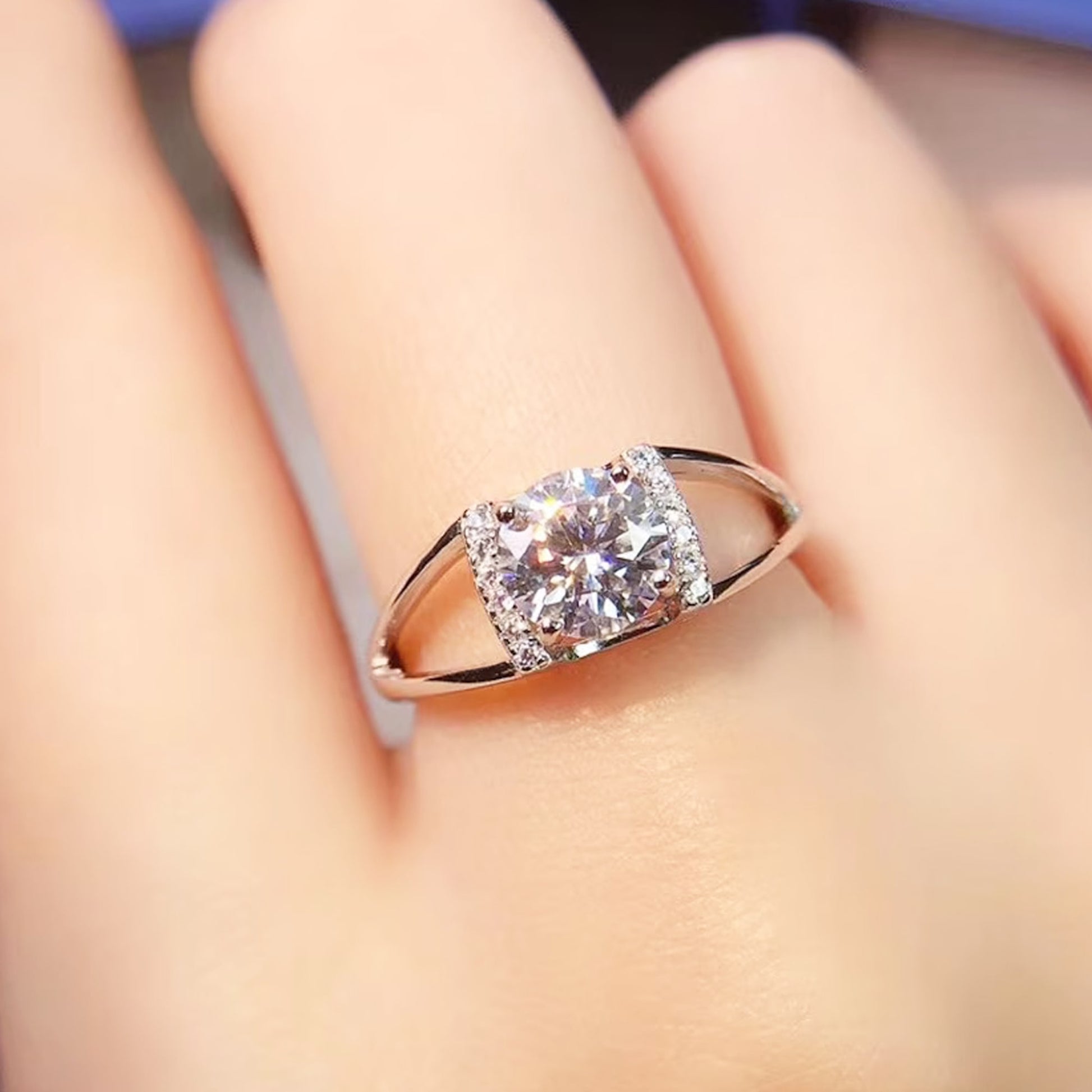round moissanite engagement ring