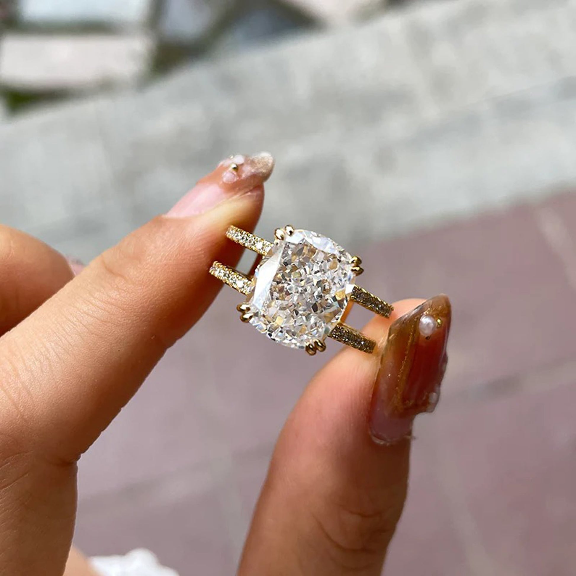 3.5 carat cushion cut engagement ring