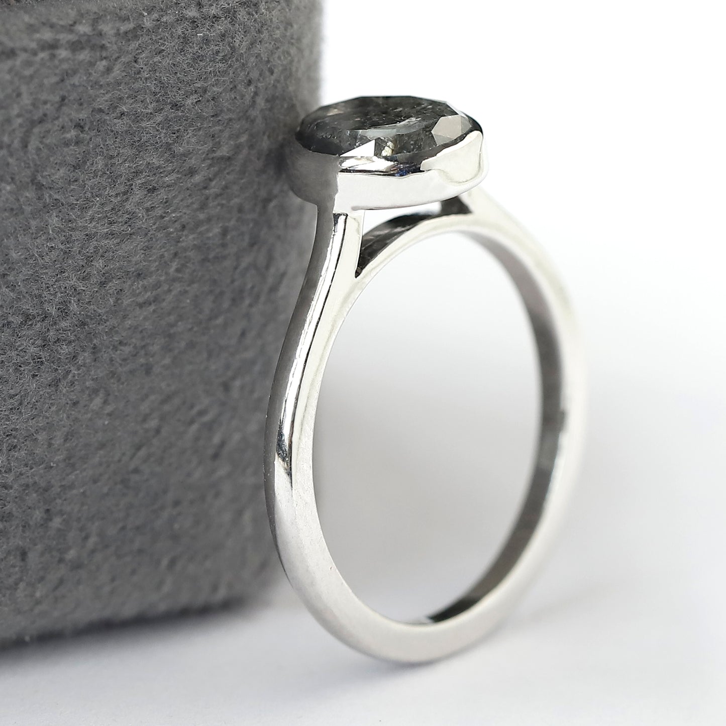 Oval Salt and Pepper Diamond Ring For Her