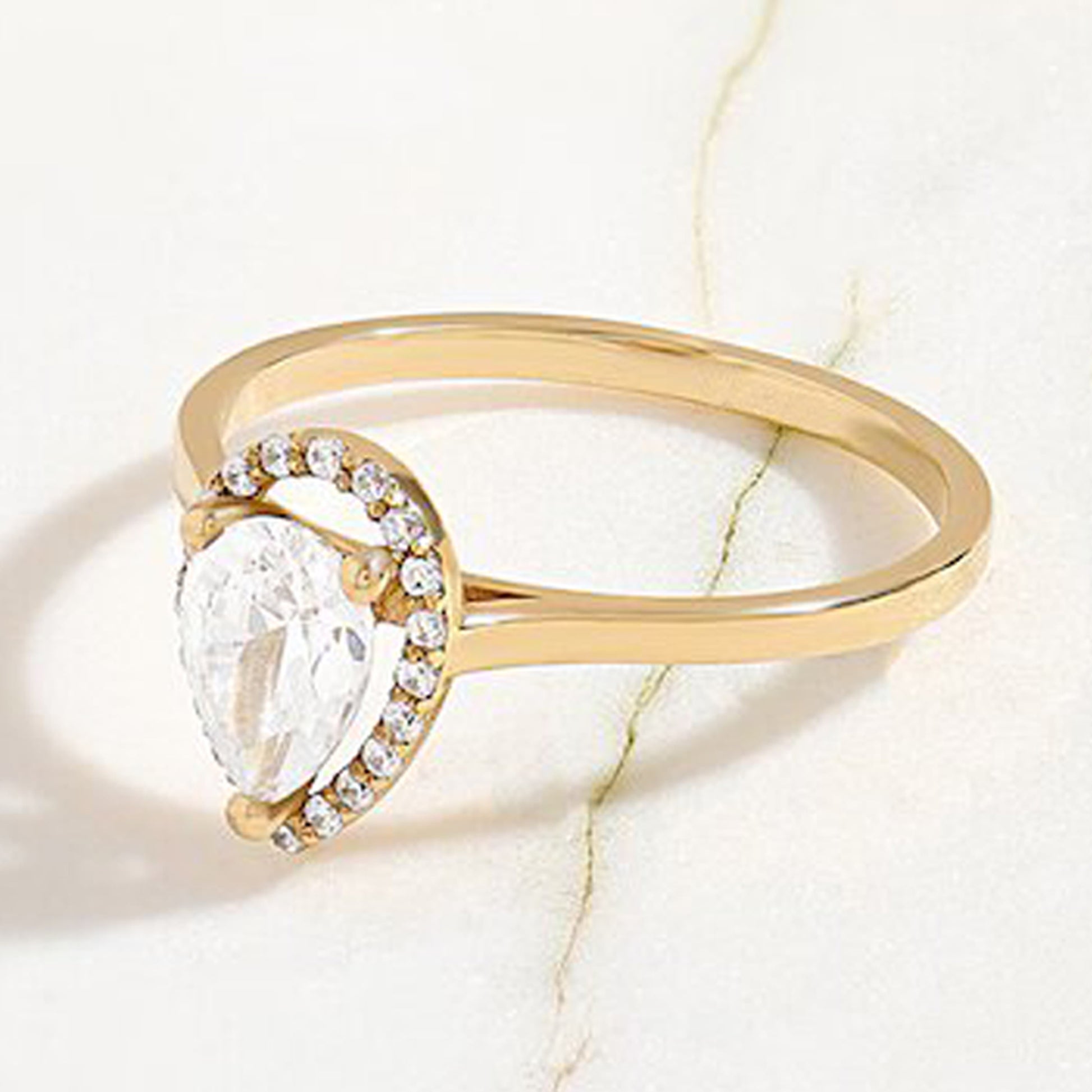 pear shaped moissanite ring