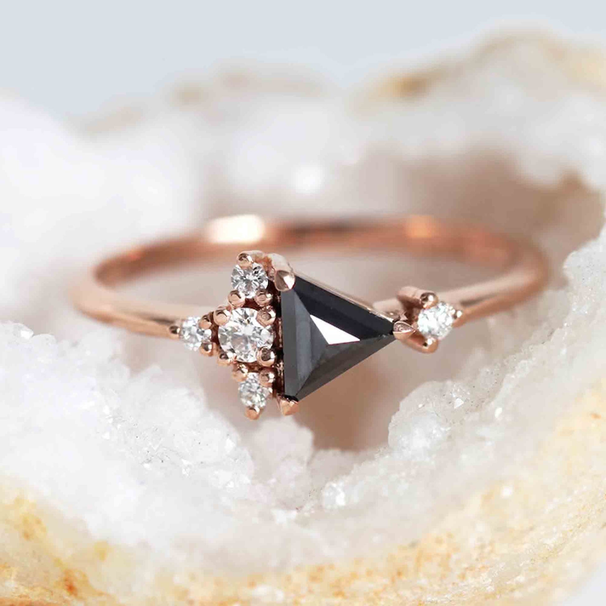 black diamond cluster ring
