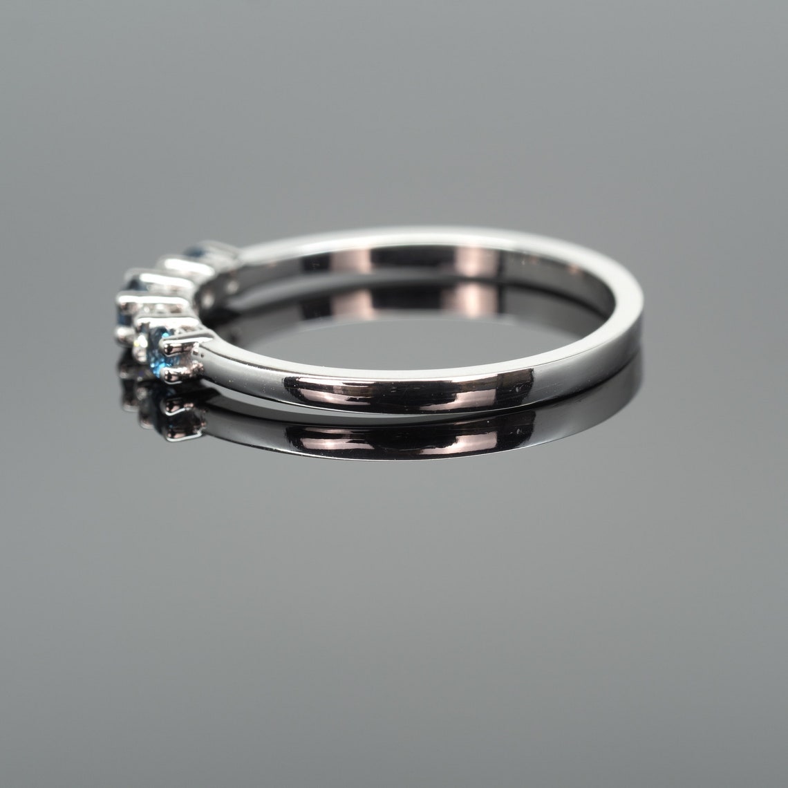 Wedding Band with London Blue Topaz