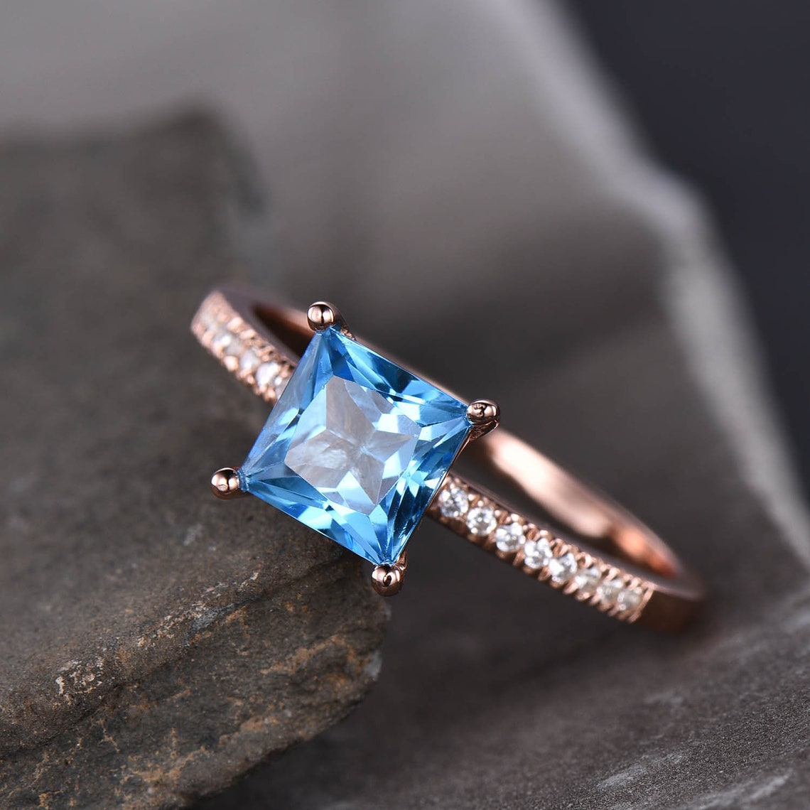 Fancy Swiss Blue Topaz Gemstone Ring