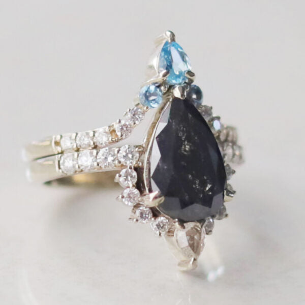 salt and pepper diamond engagement ring