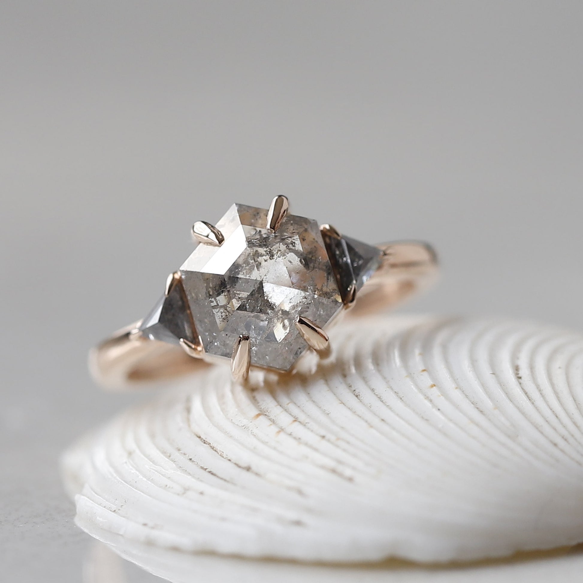 hexagonal diamond ring