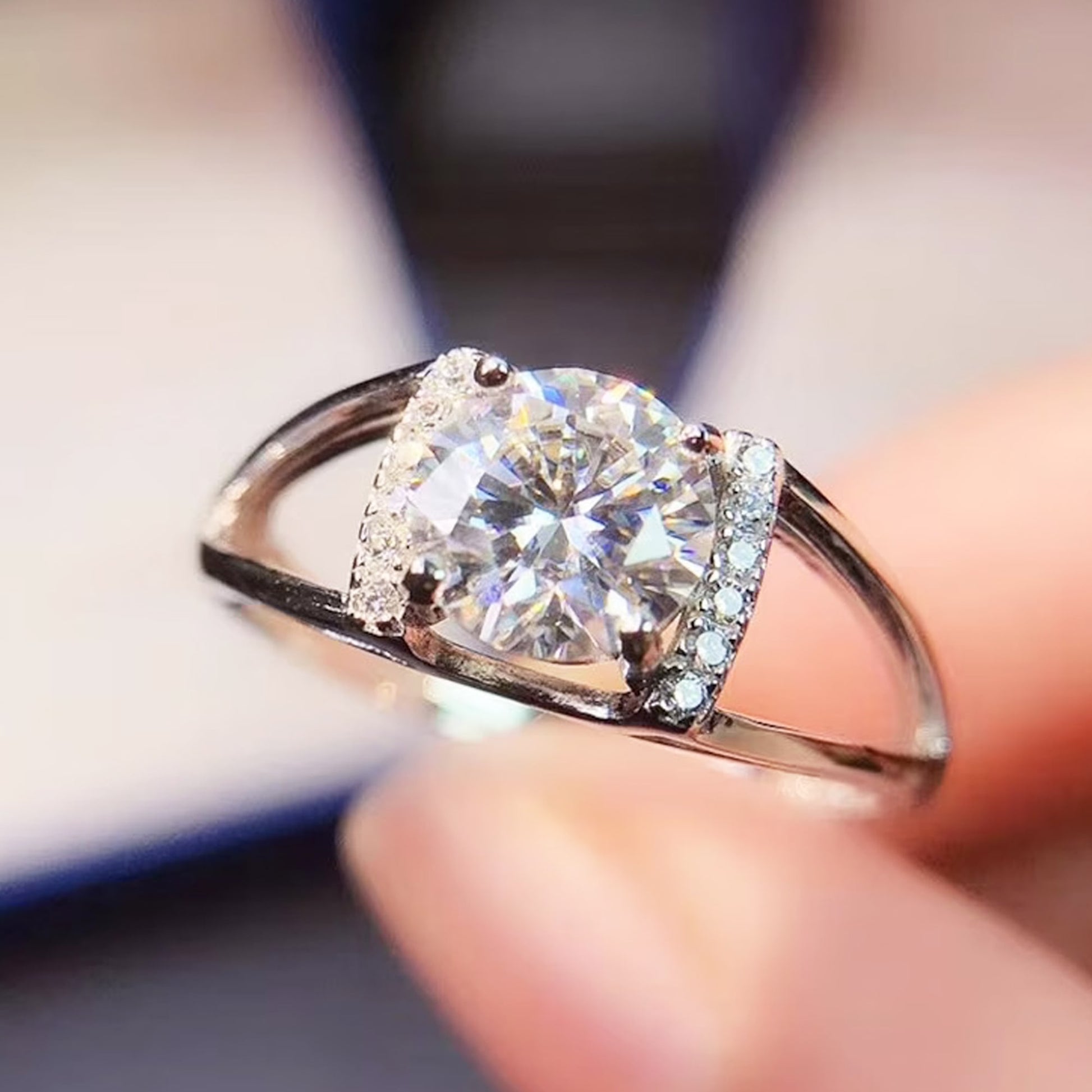round moissanite engagement ring