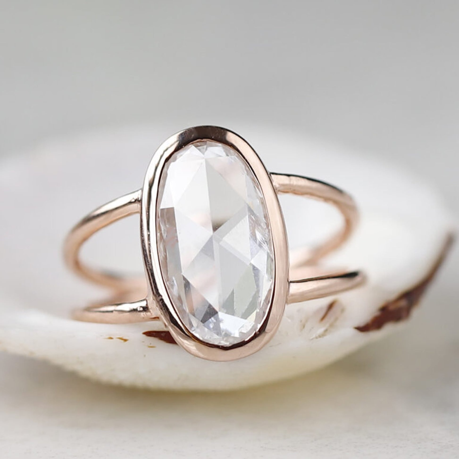 oval rose cut diamond ring