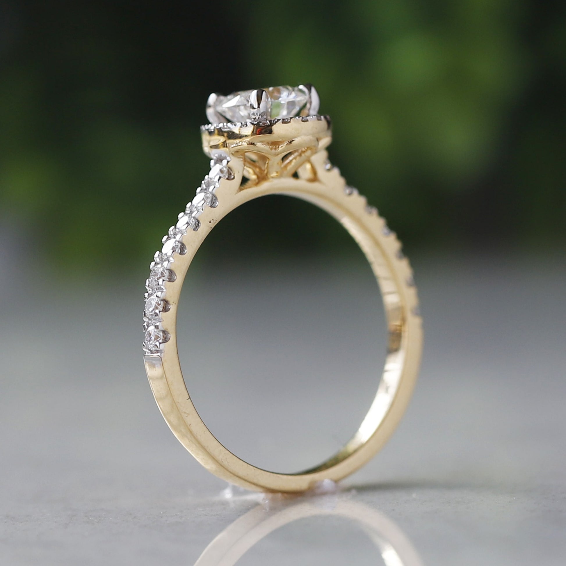 yellow gold lab created diamond ring
