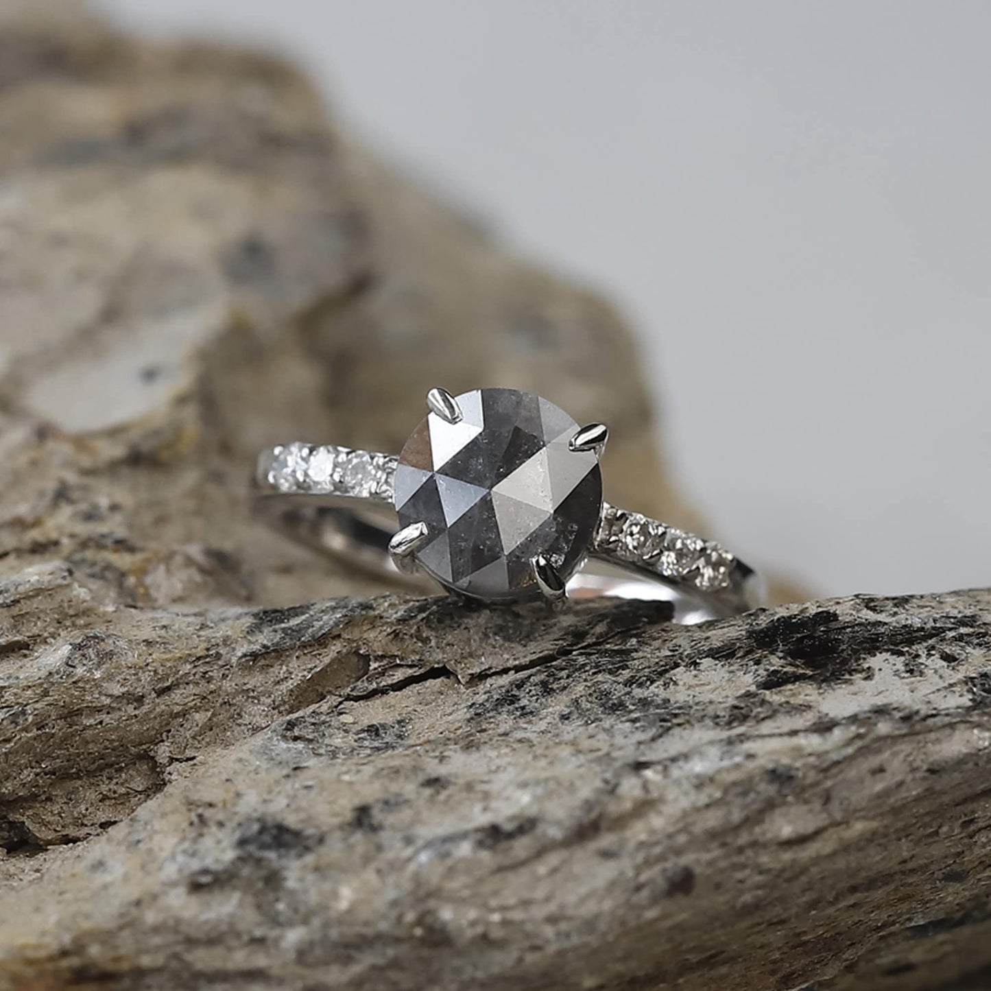 Rustic diamond engagement ring