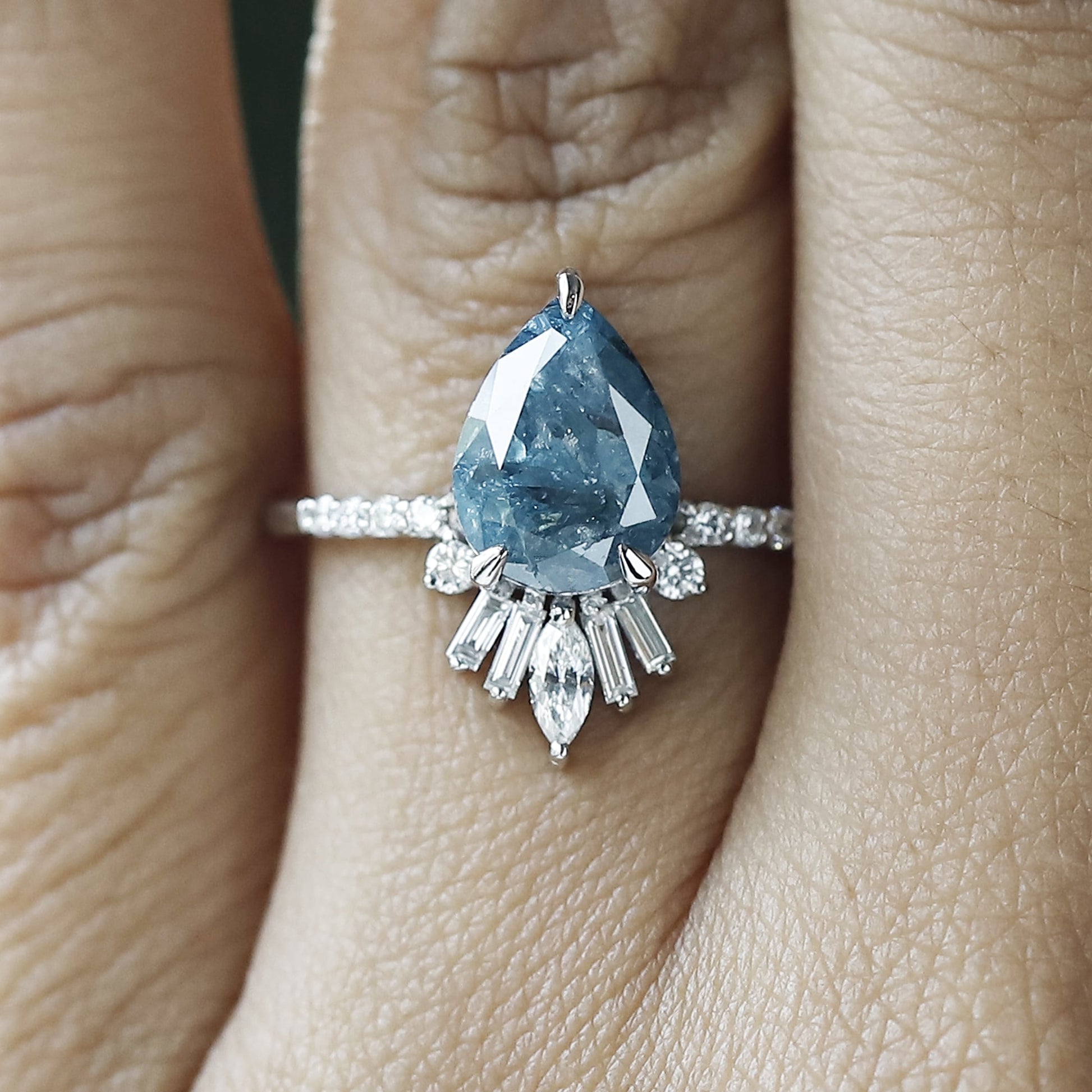 blue diamond wedding ring