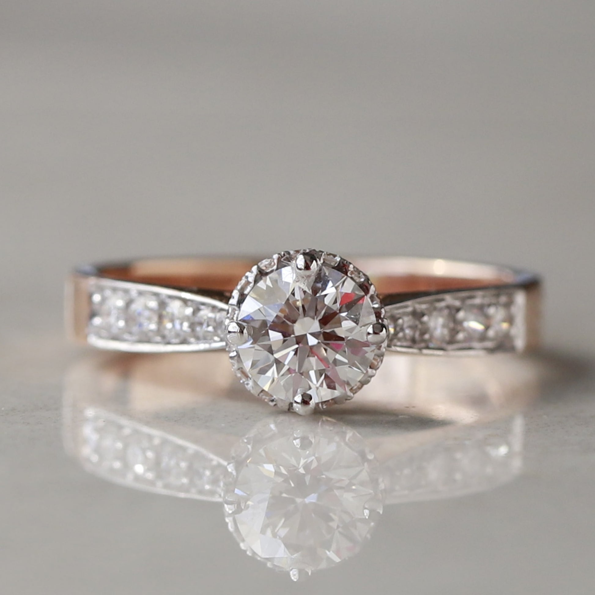 hidden halo engagement ring rose gold