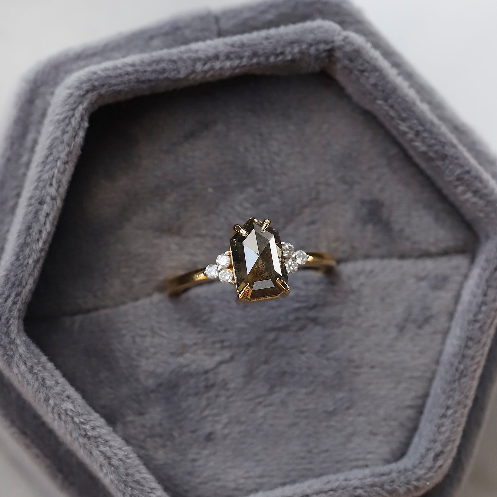 shield cut diamond engagement ring