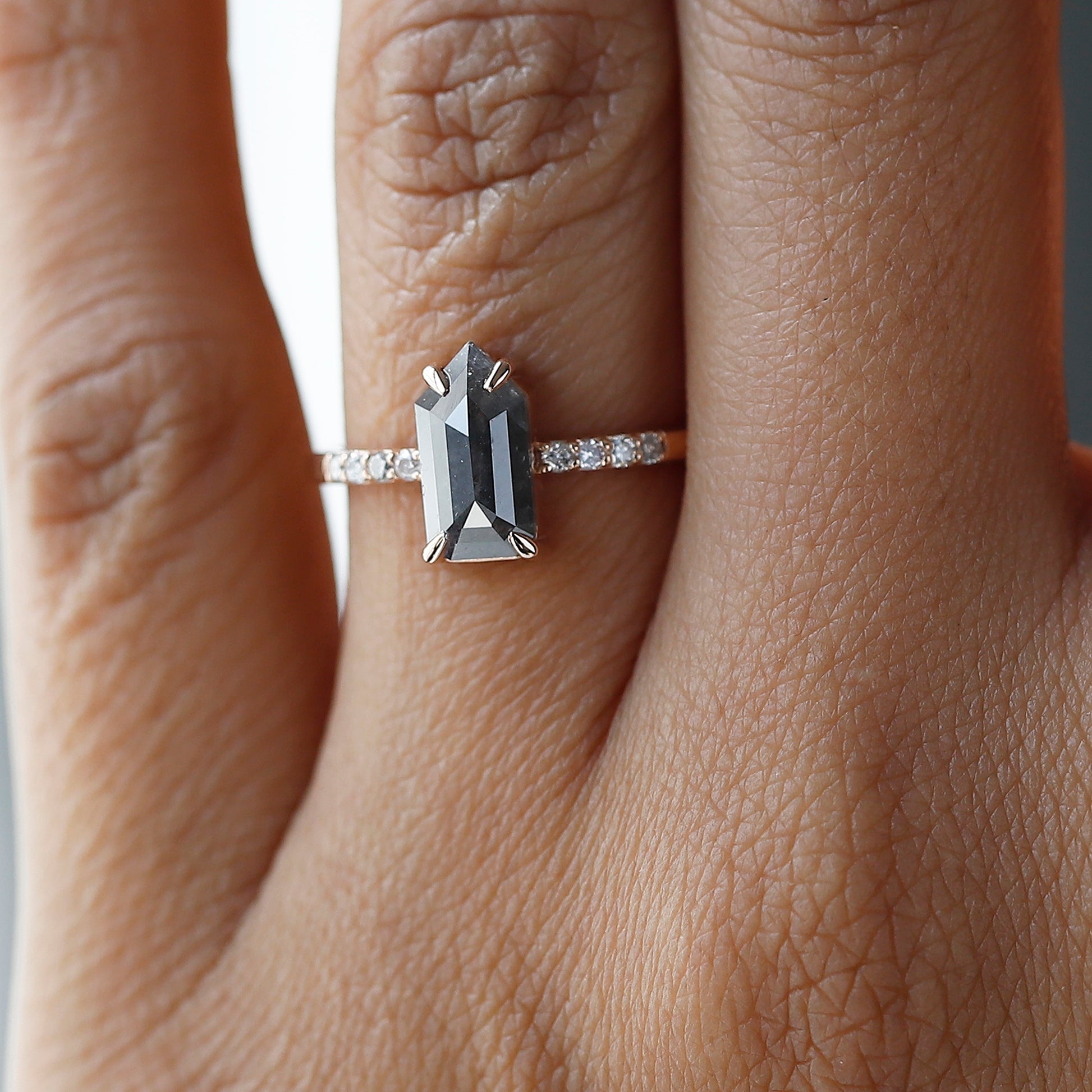 shield cut diamond engagement ring