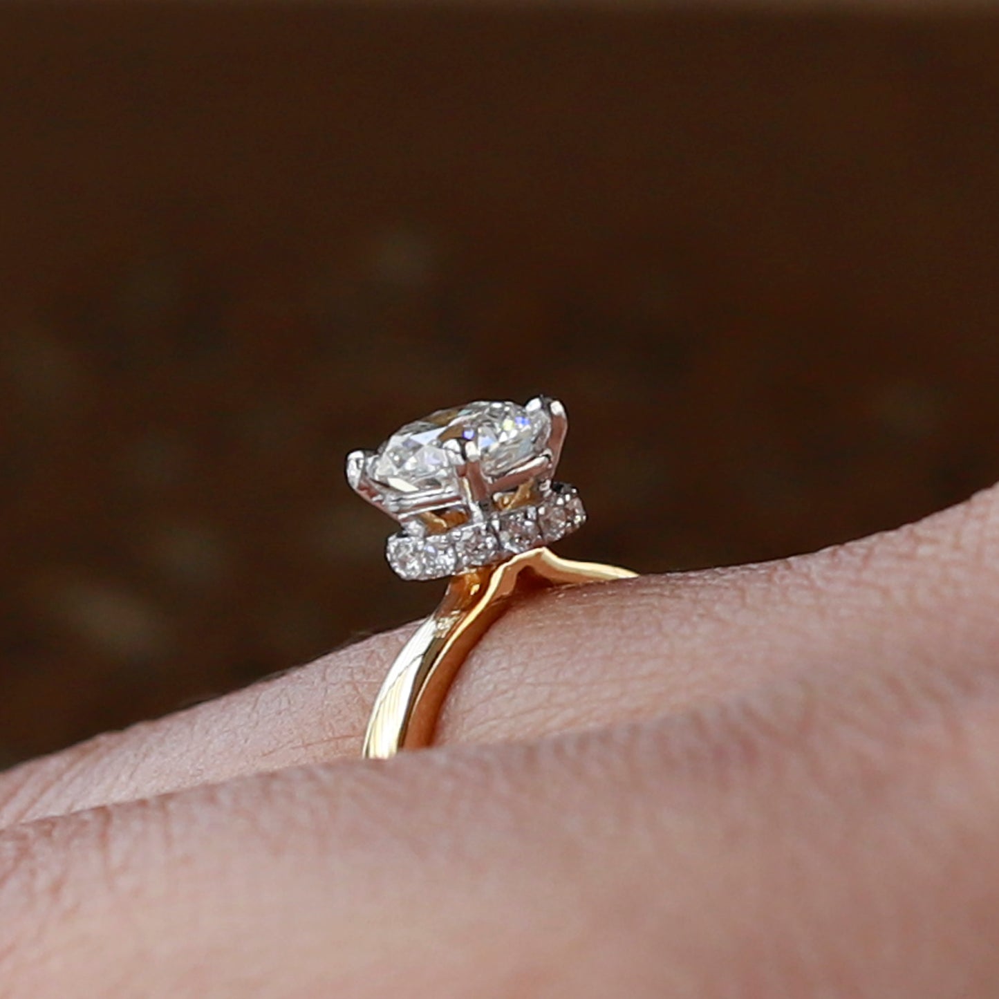 14 K Yellow Gold Round Cut Diamond Ring
