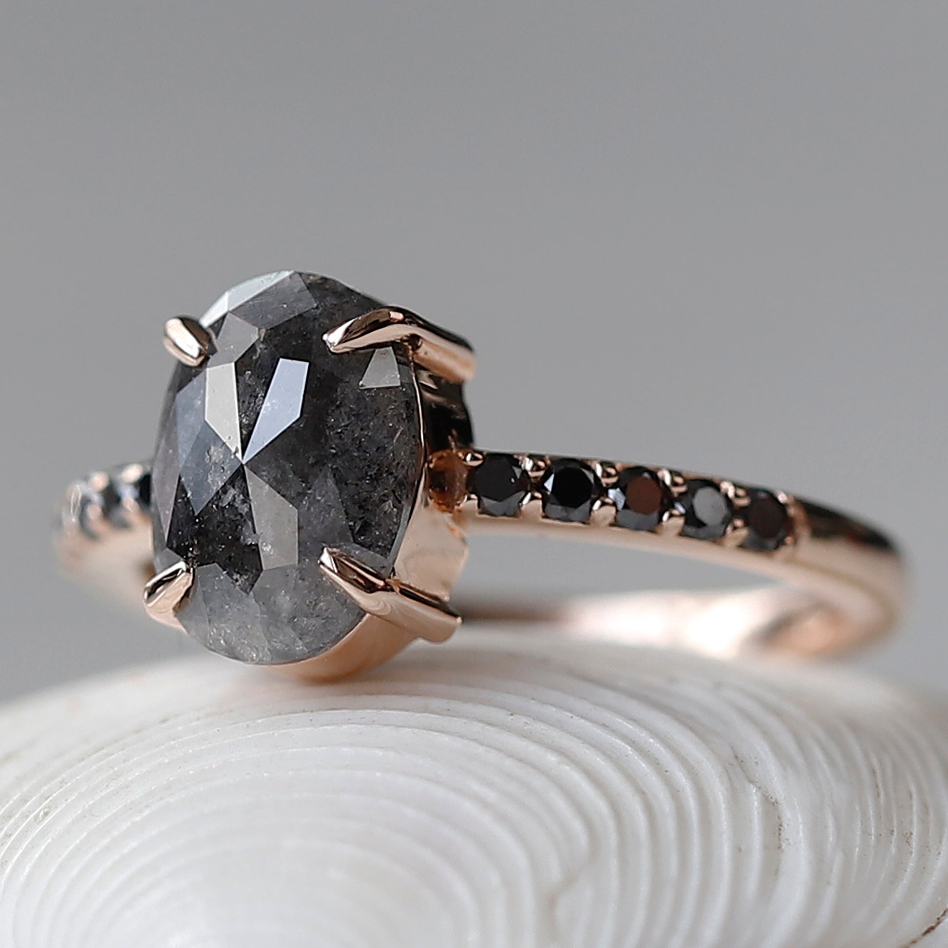 Vintage Salt and Pepper Diamond Ring