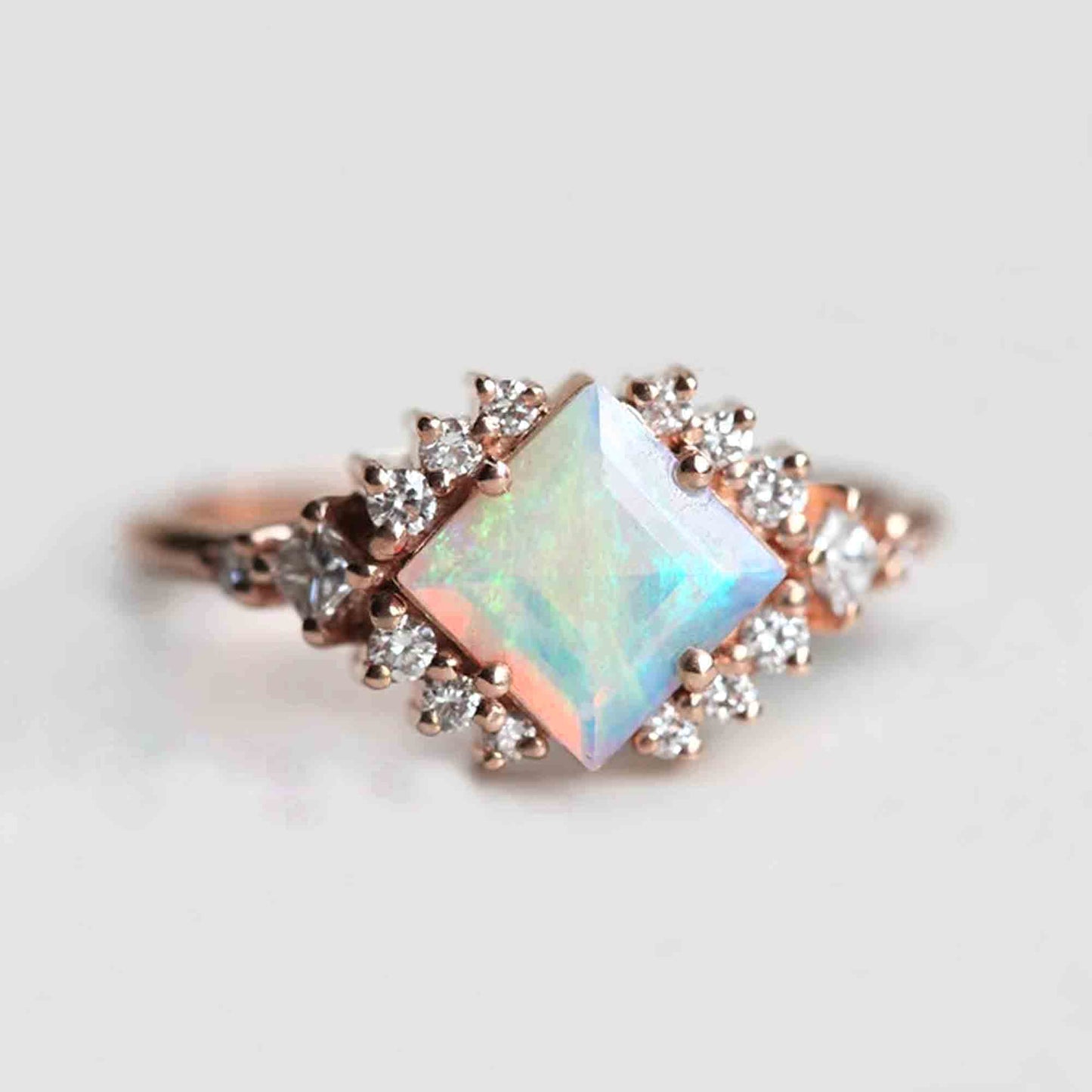 princess cut opal ring