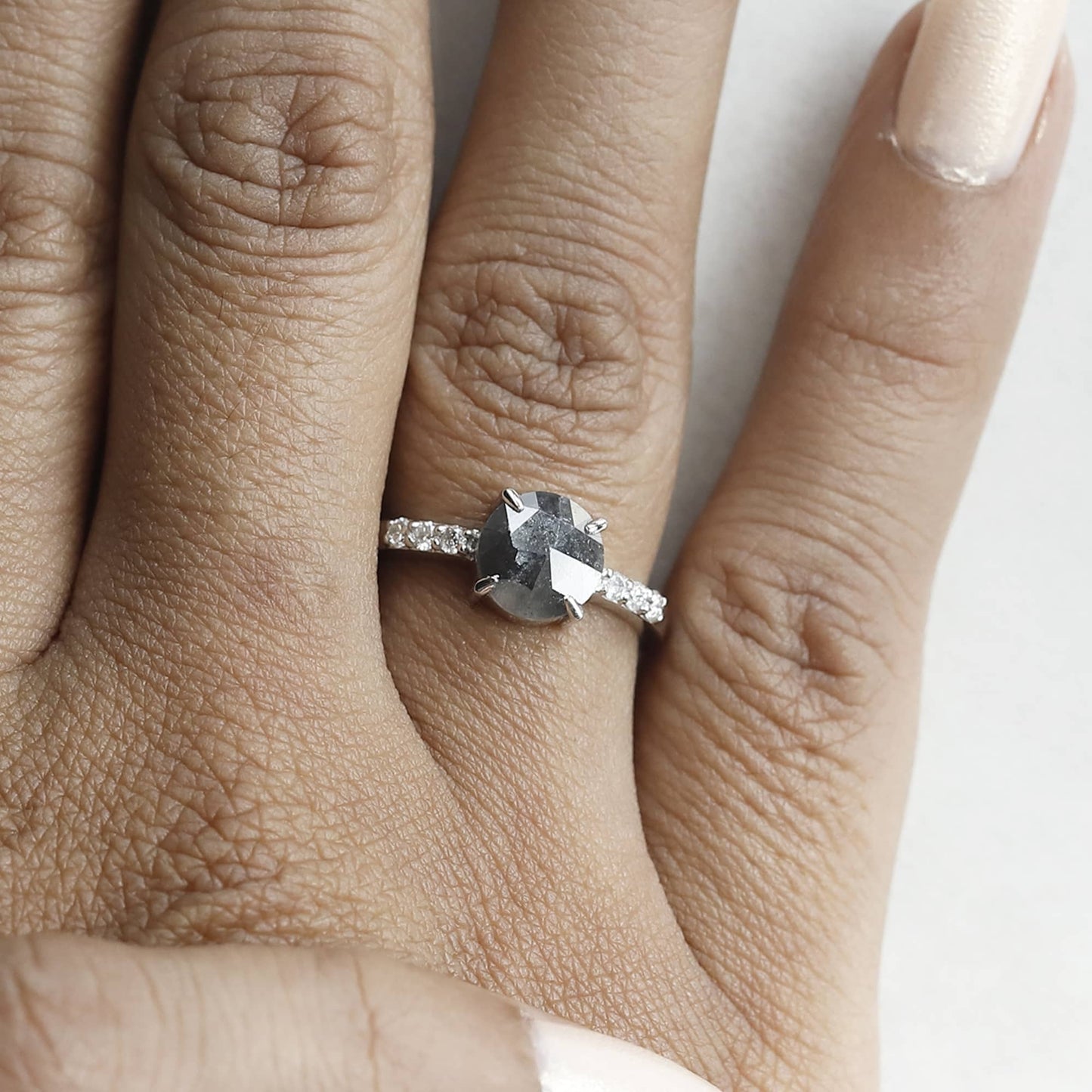 Rustic diamond engagement ring