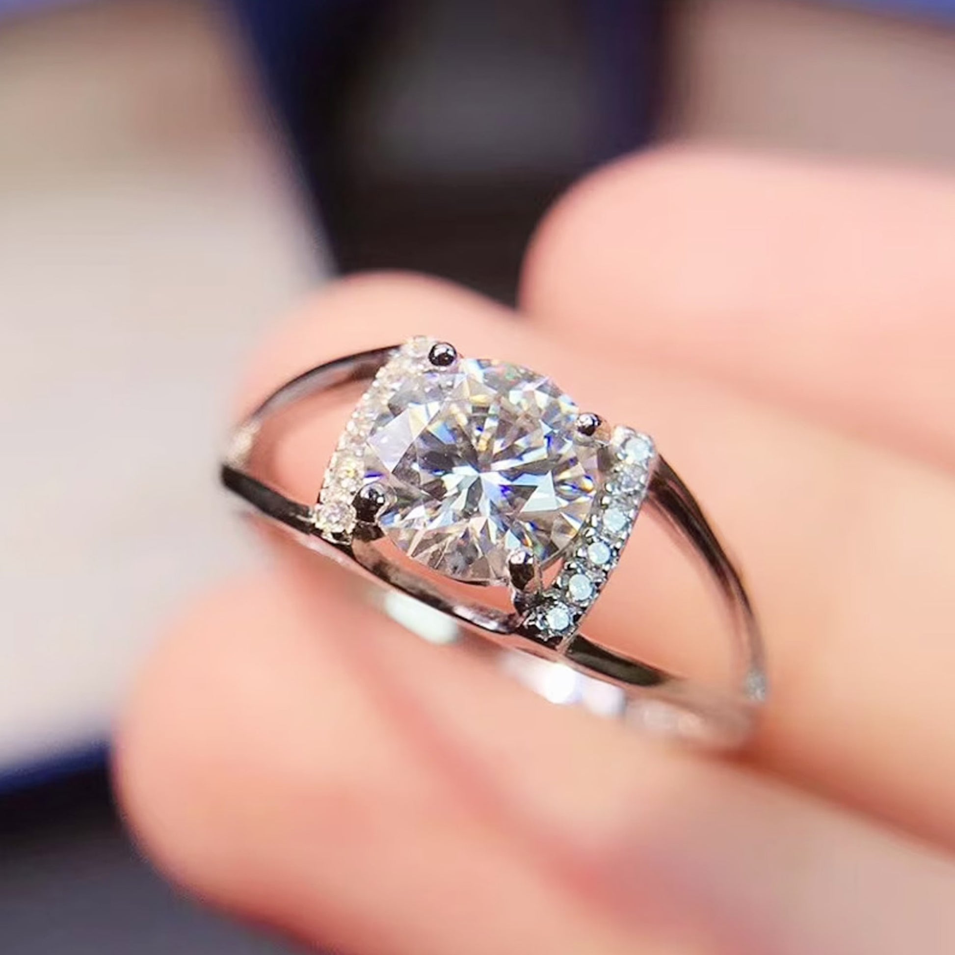 round moissanite engagement ring