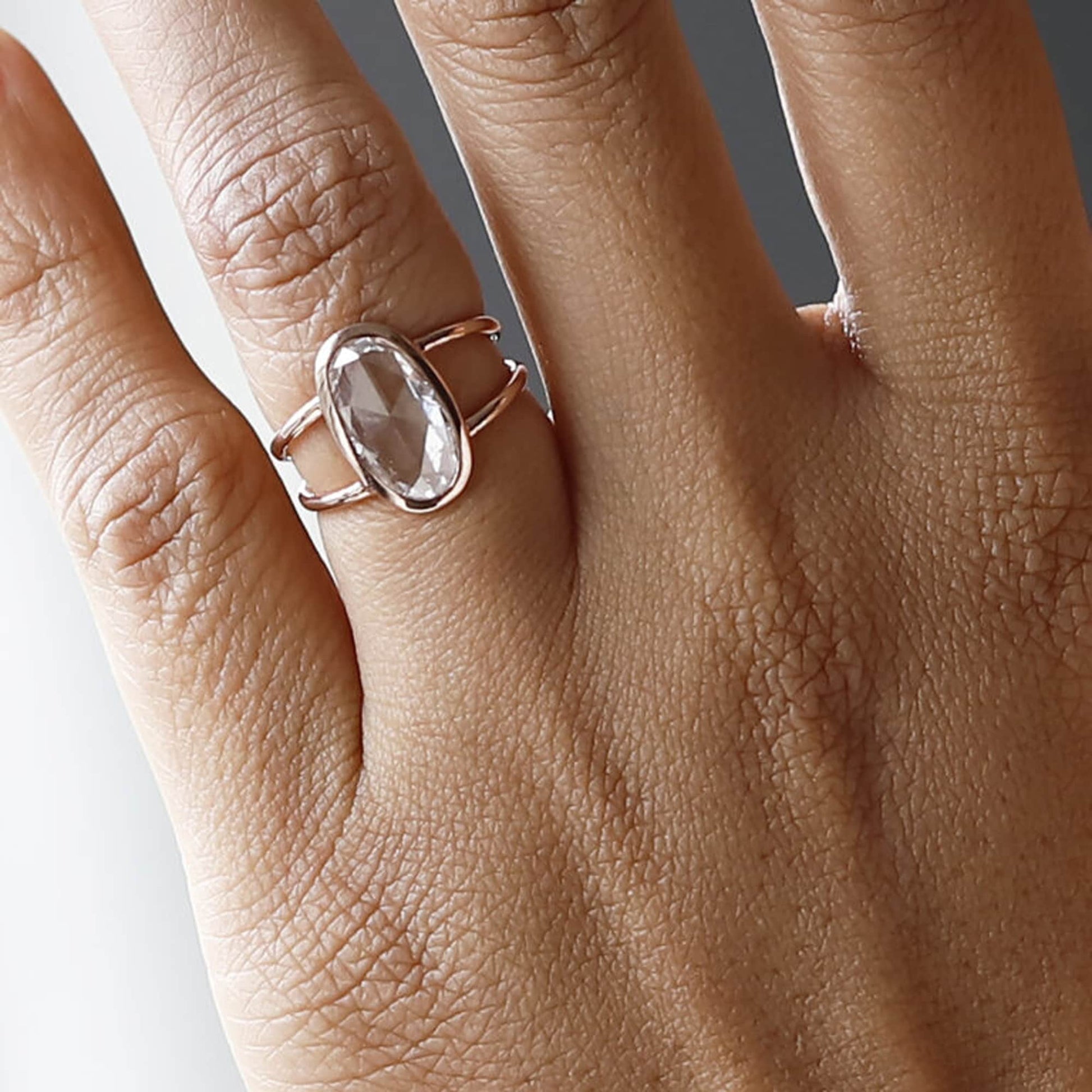 oval rose cut diamond ring