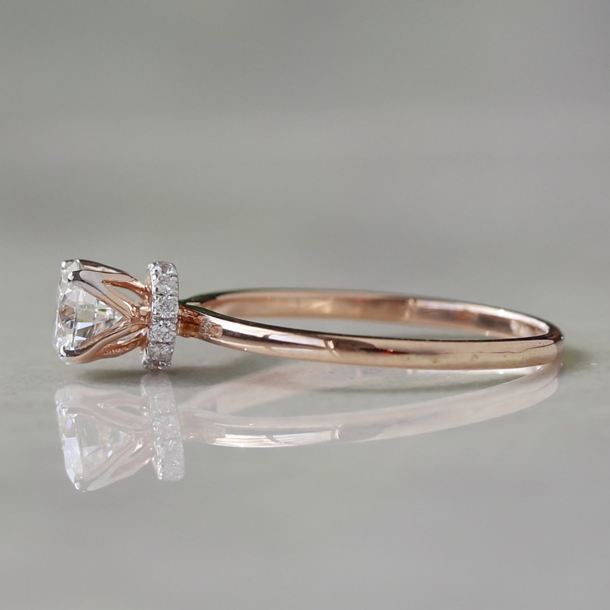 rose gold hidden halo engagement ring