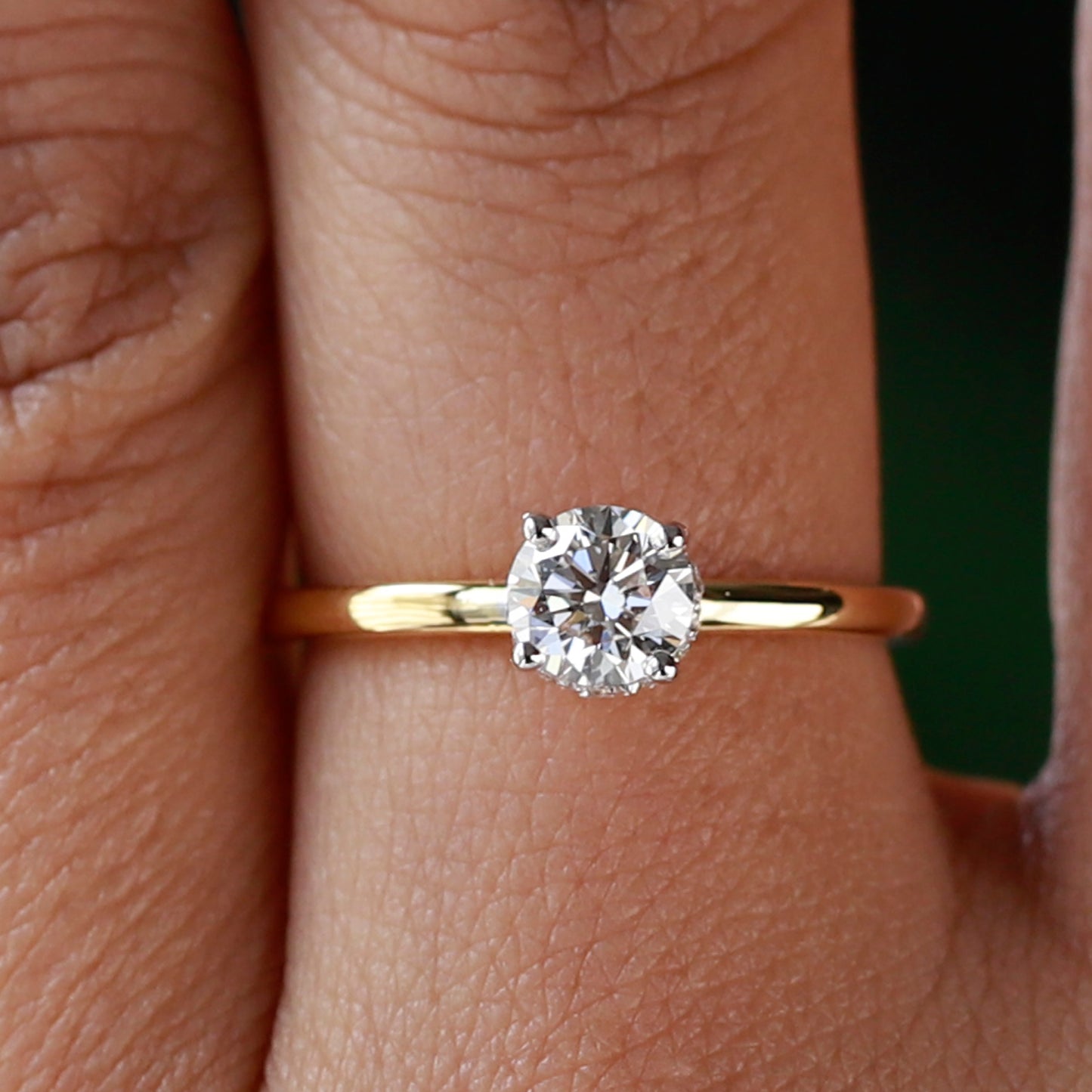 14 K Yellow Gold Round Cut Diamond Ring