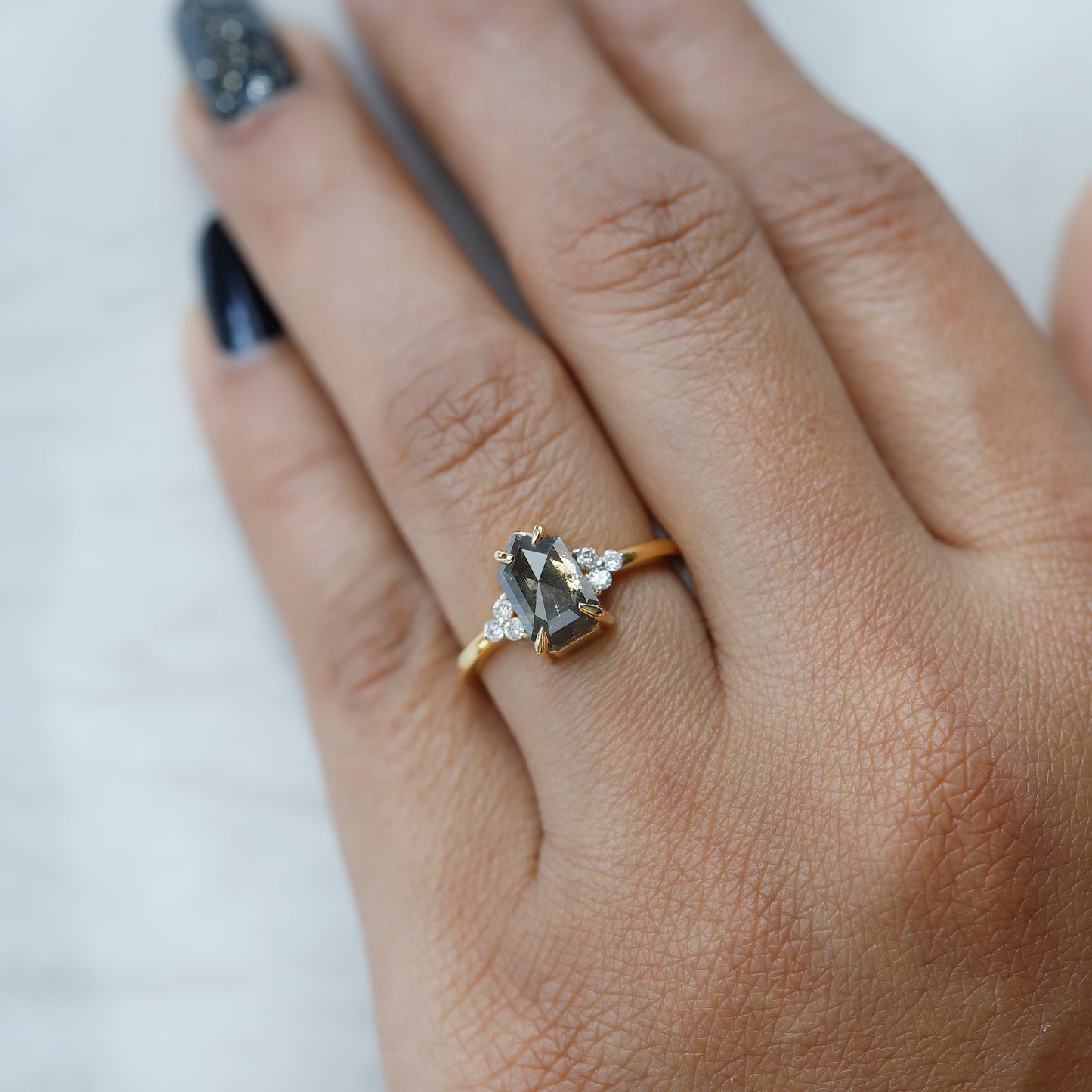 shield cut diamond engagement ring