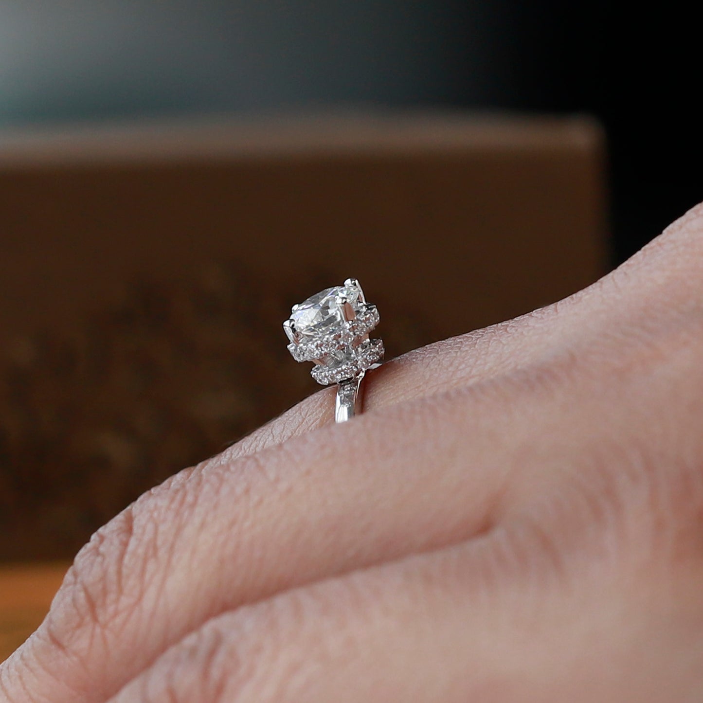 double hidden halo engagement ring