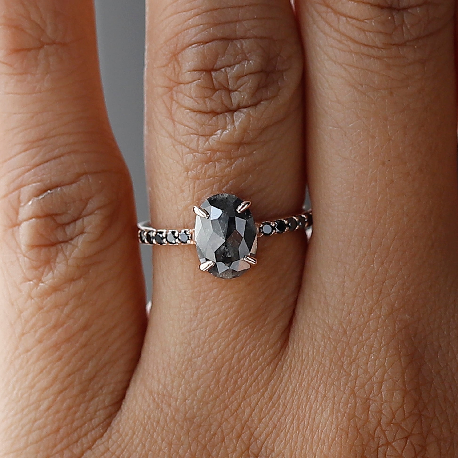 Vintage Salt and Pepper Diamond Ring