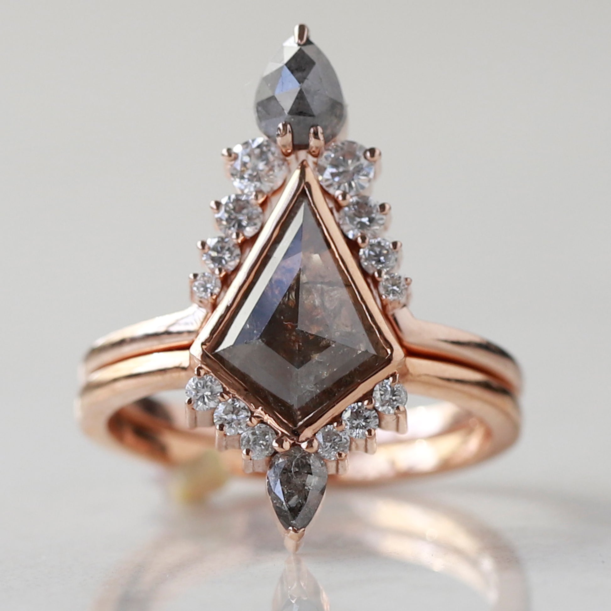 salt and pepper diamond engagement ring set