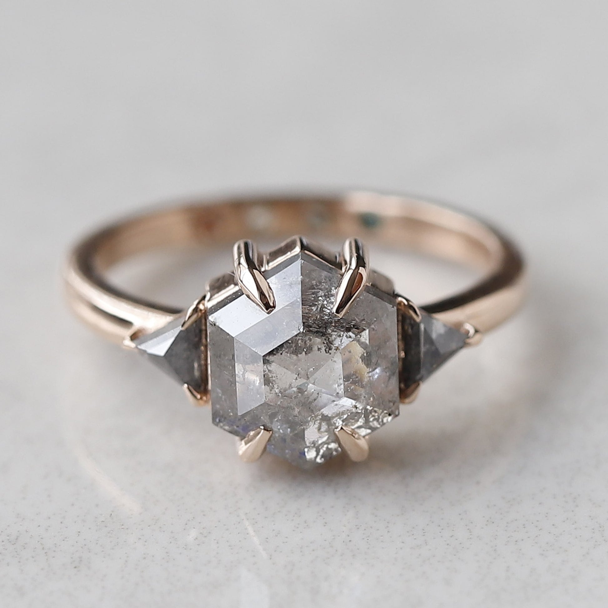 hexagonal diamond ring