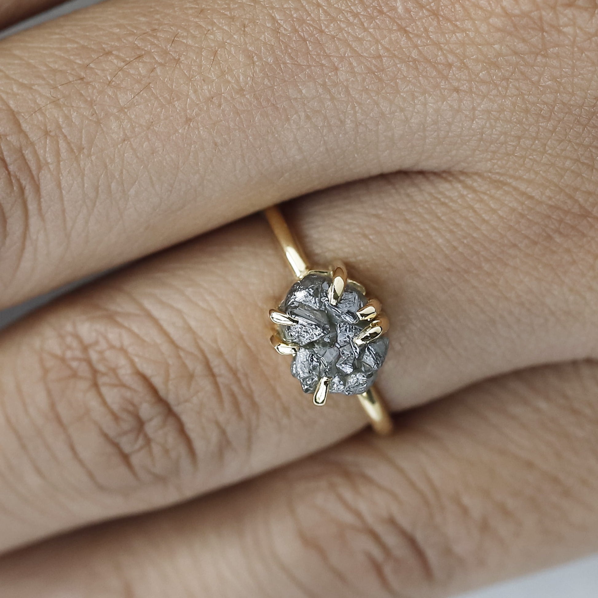 14 k gold raw diamond ring