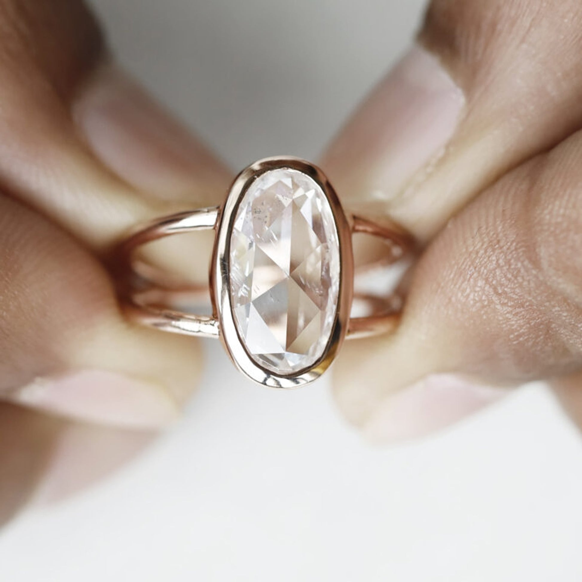 oval rose cut diamond ring