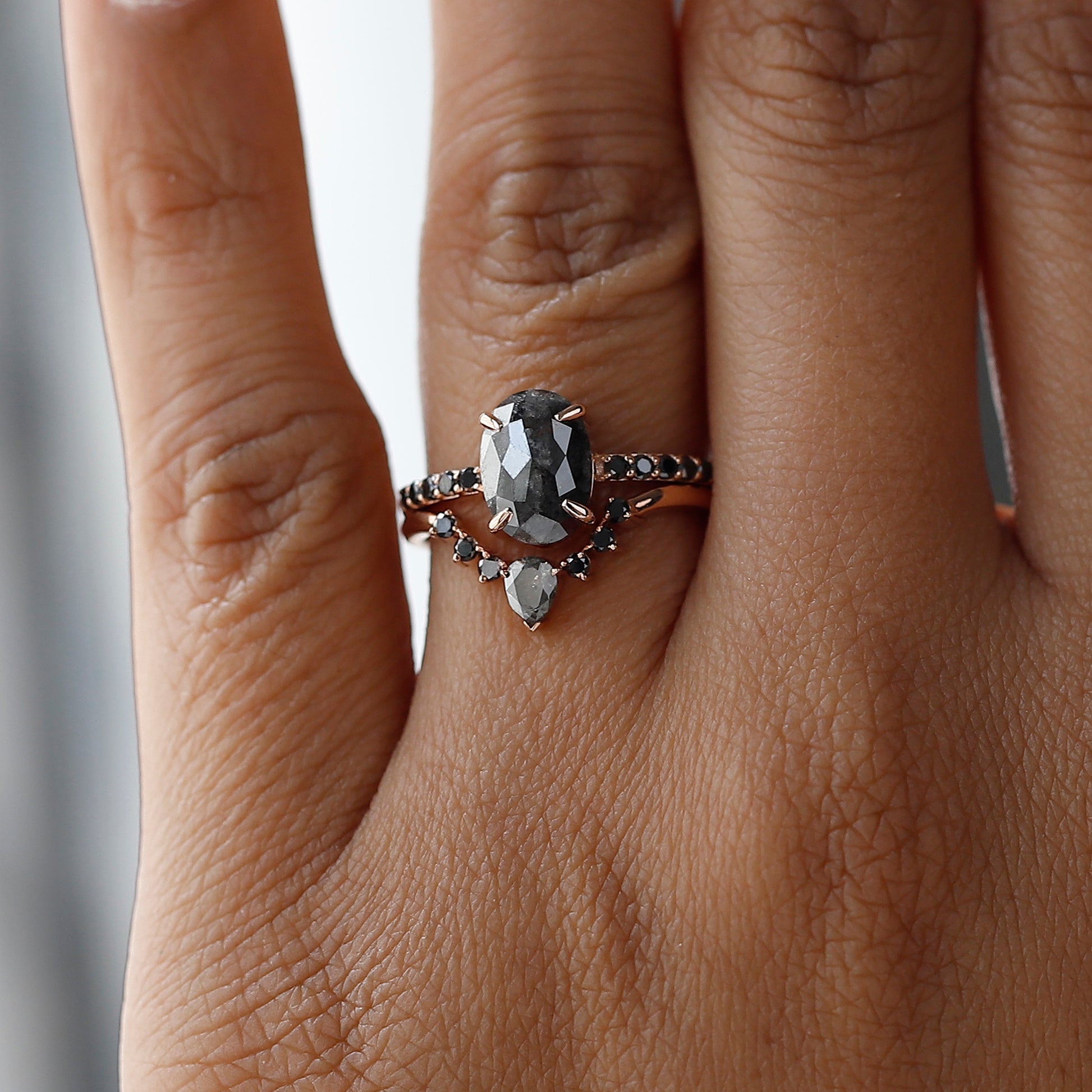 Vintage Salt and Pepper Diamond Ring