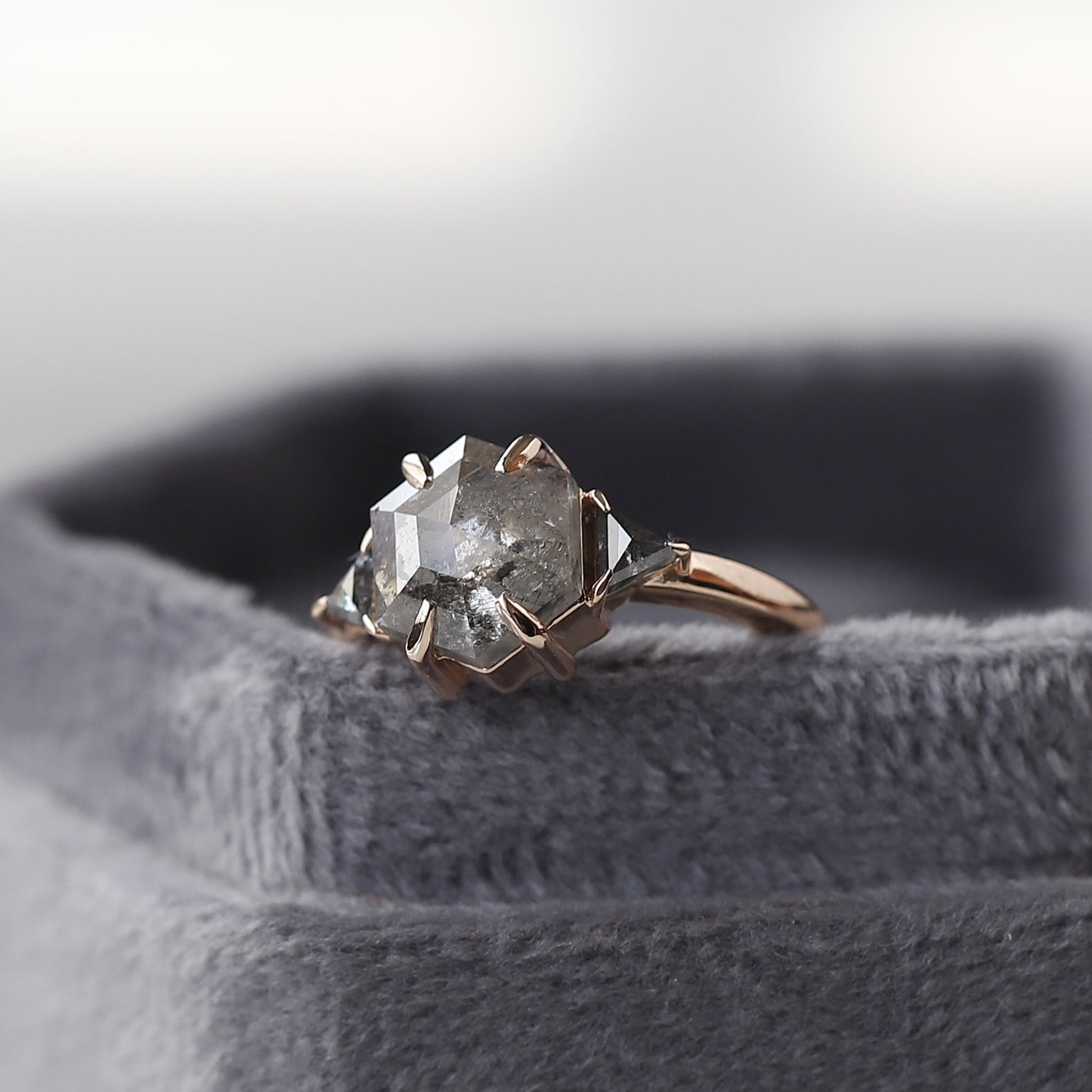 hexagonal diamond ring