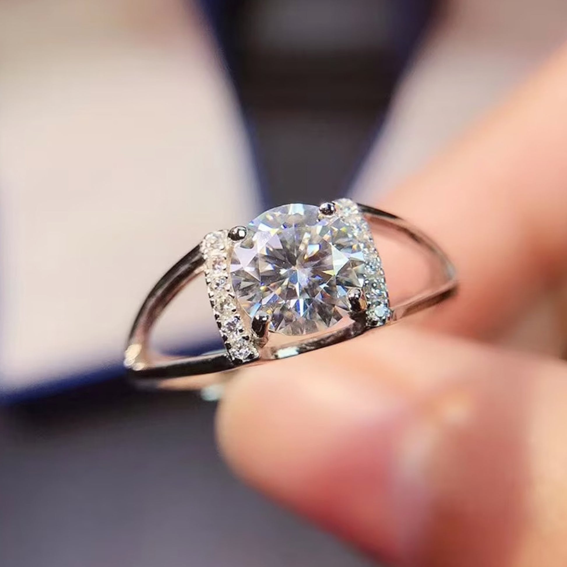 round moissanite engagement ring