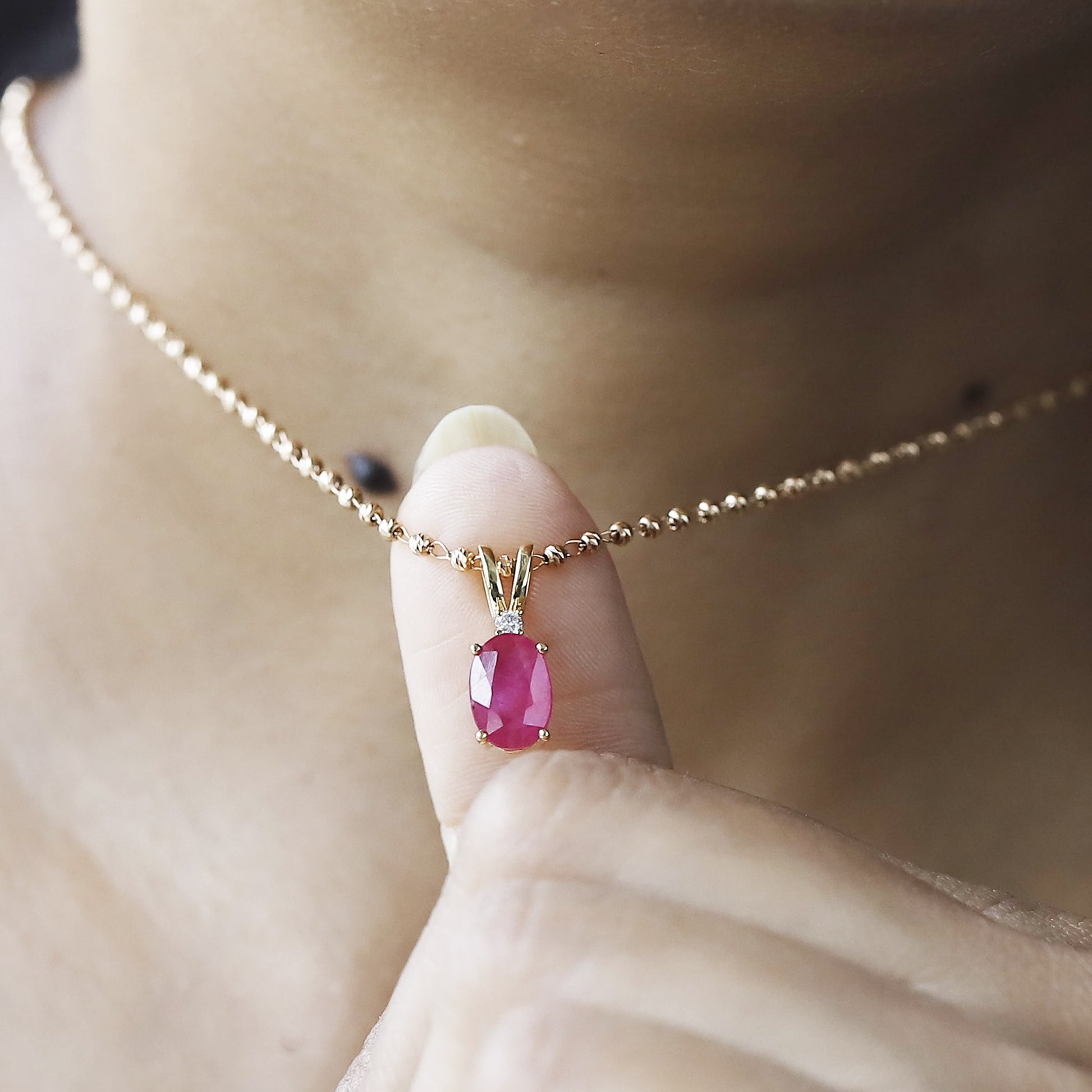 14k Yellow Gold Ruby Pendant