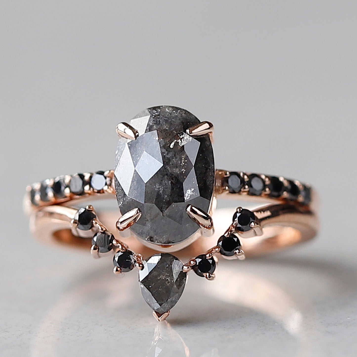 Vintage Salt and Pepper Diamond Ring