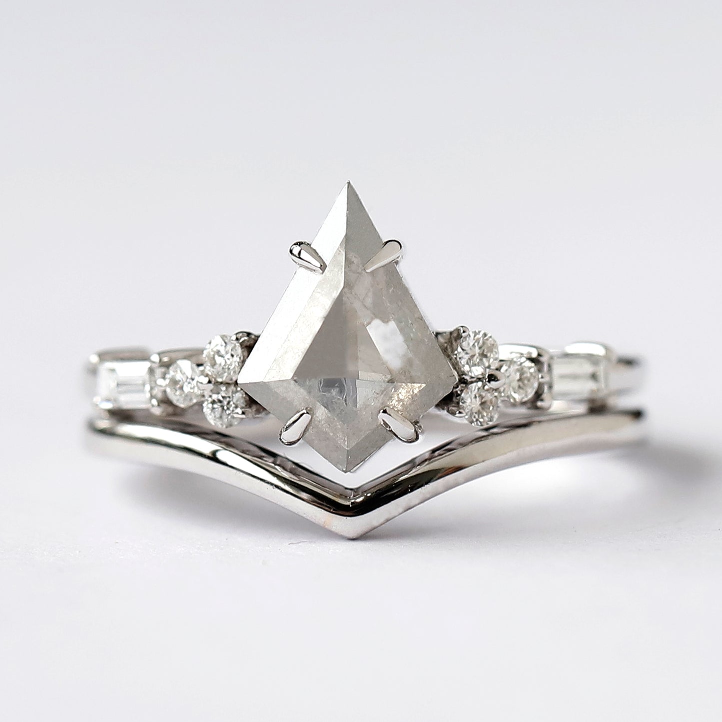 14K White Gold Wish Bone Wedding Band For Her