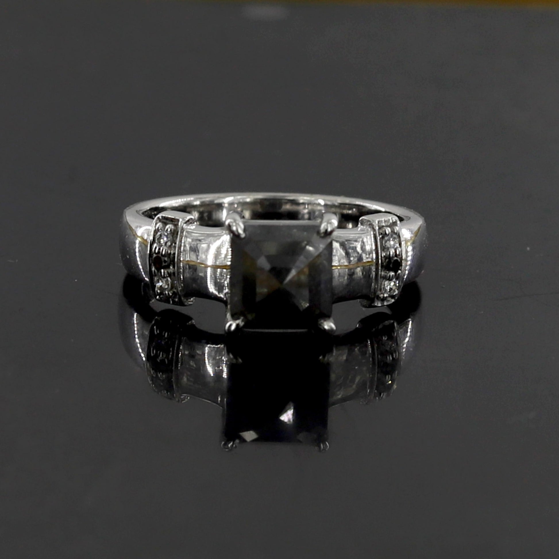 Square emerald diamond ring