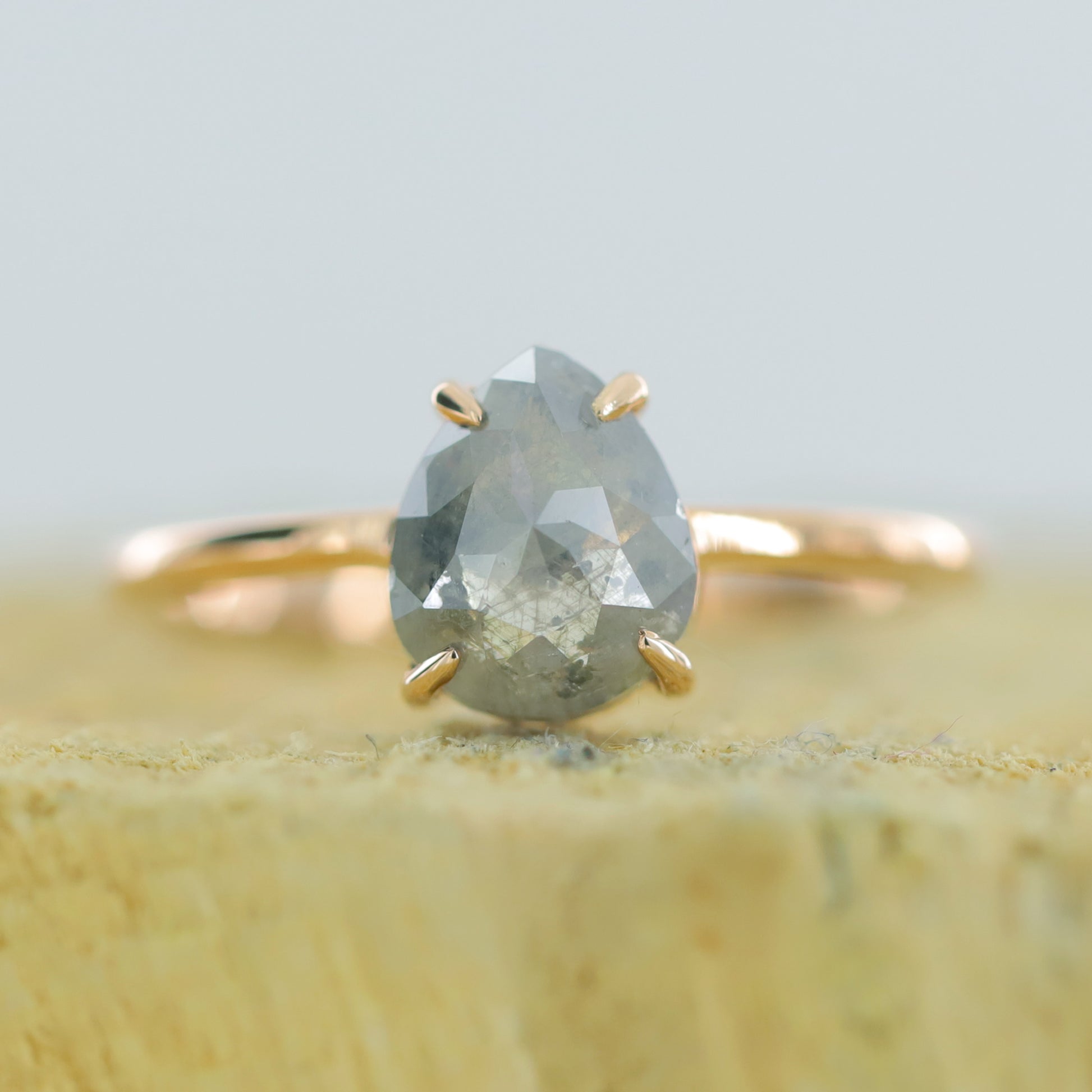 Pear Grey Diamond Ring