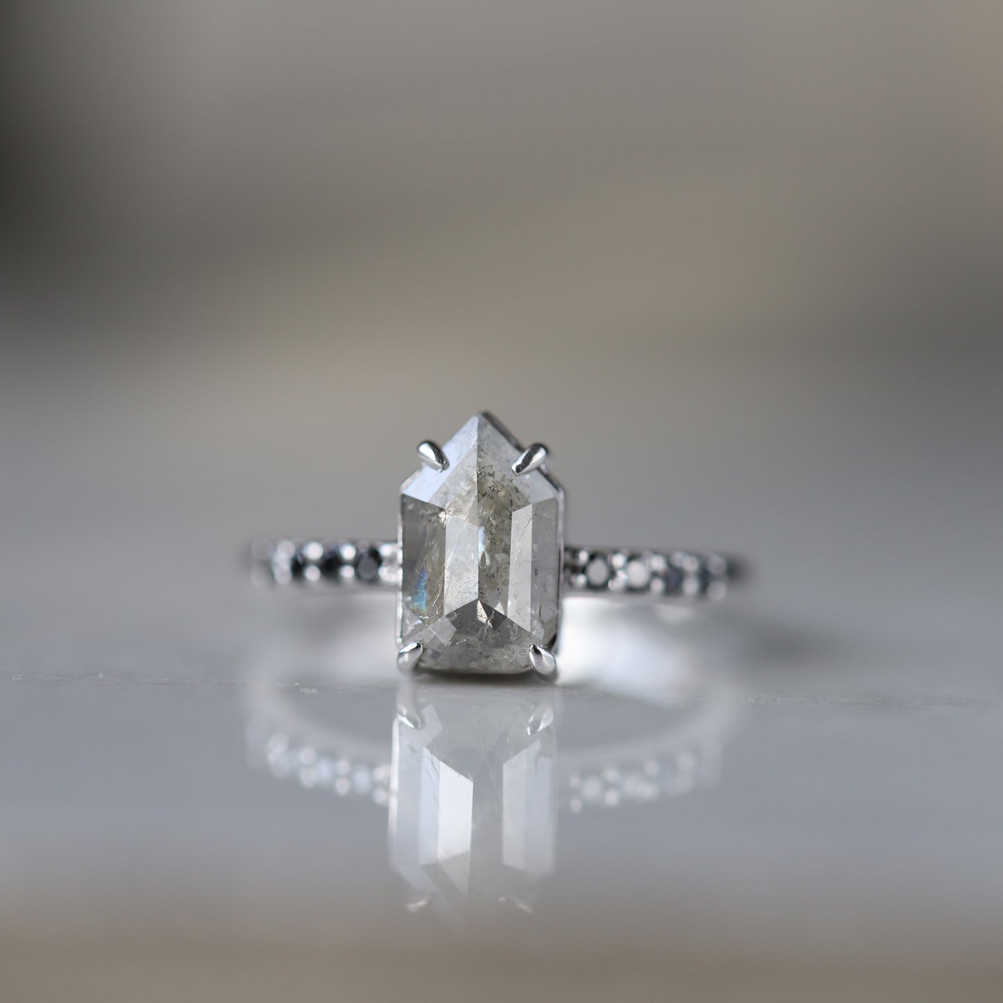 shield cut diamond engagement ring