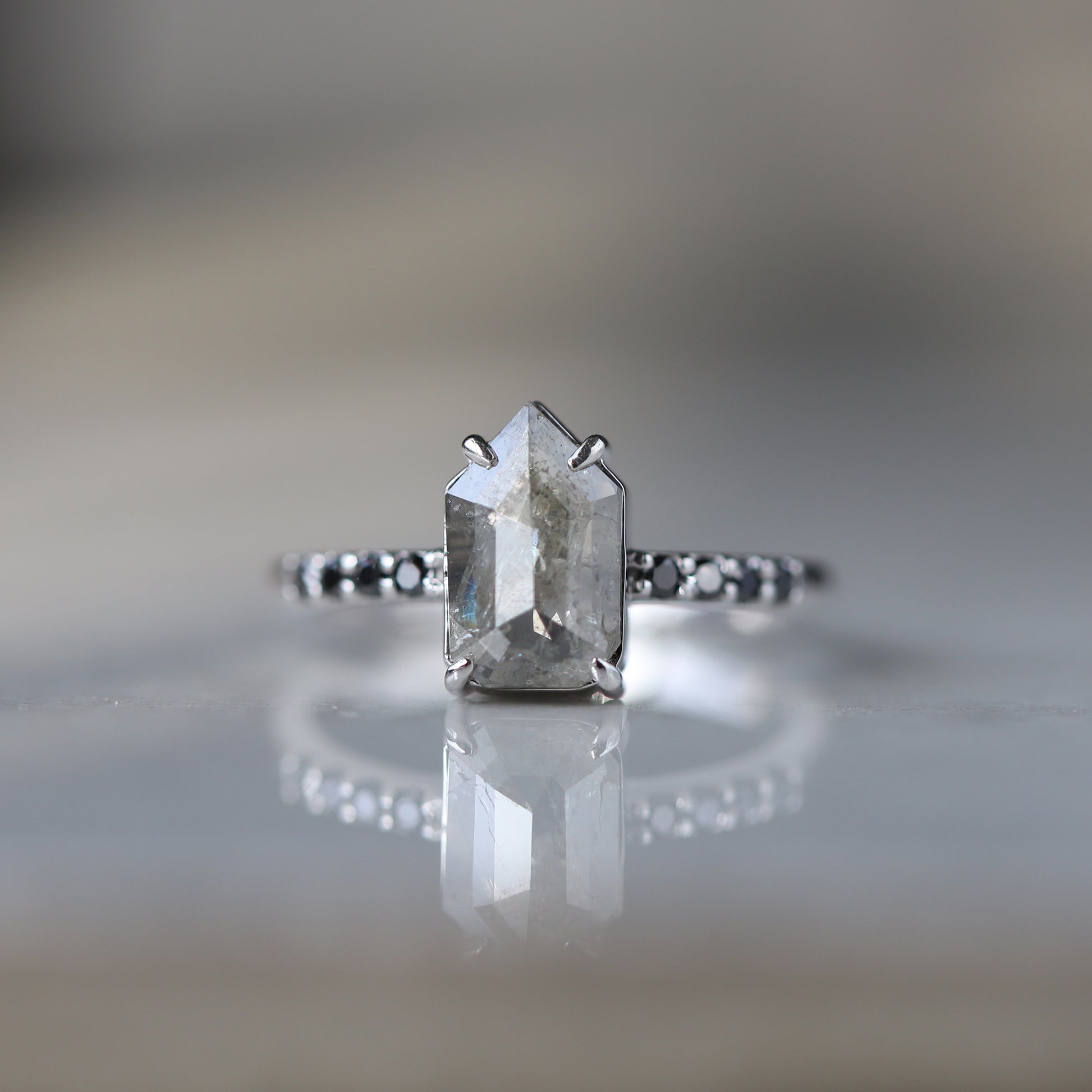 shield cut diamond engagement ring