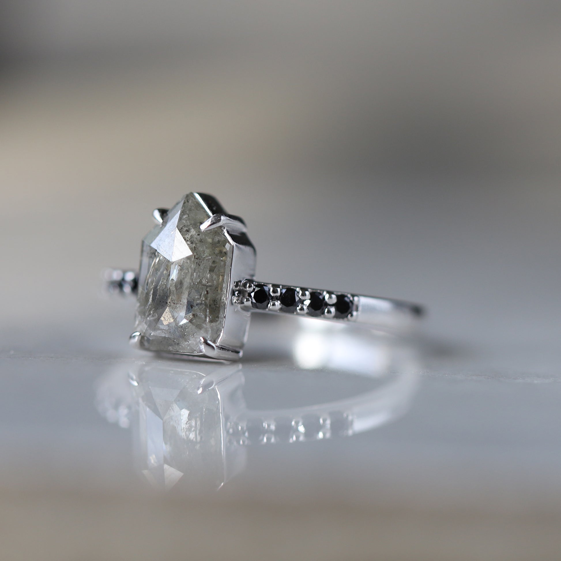 shield cut diamond engagement ring