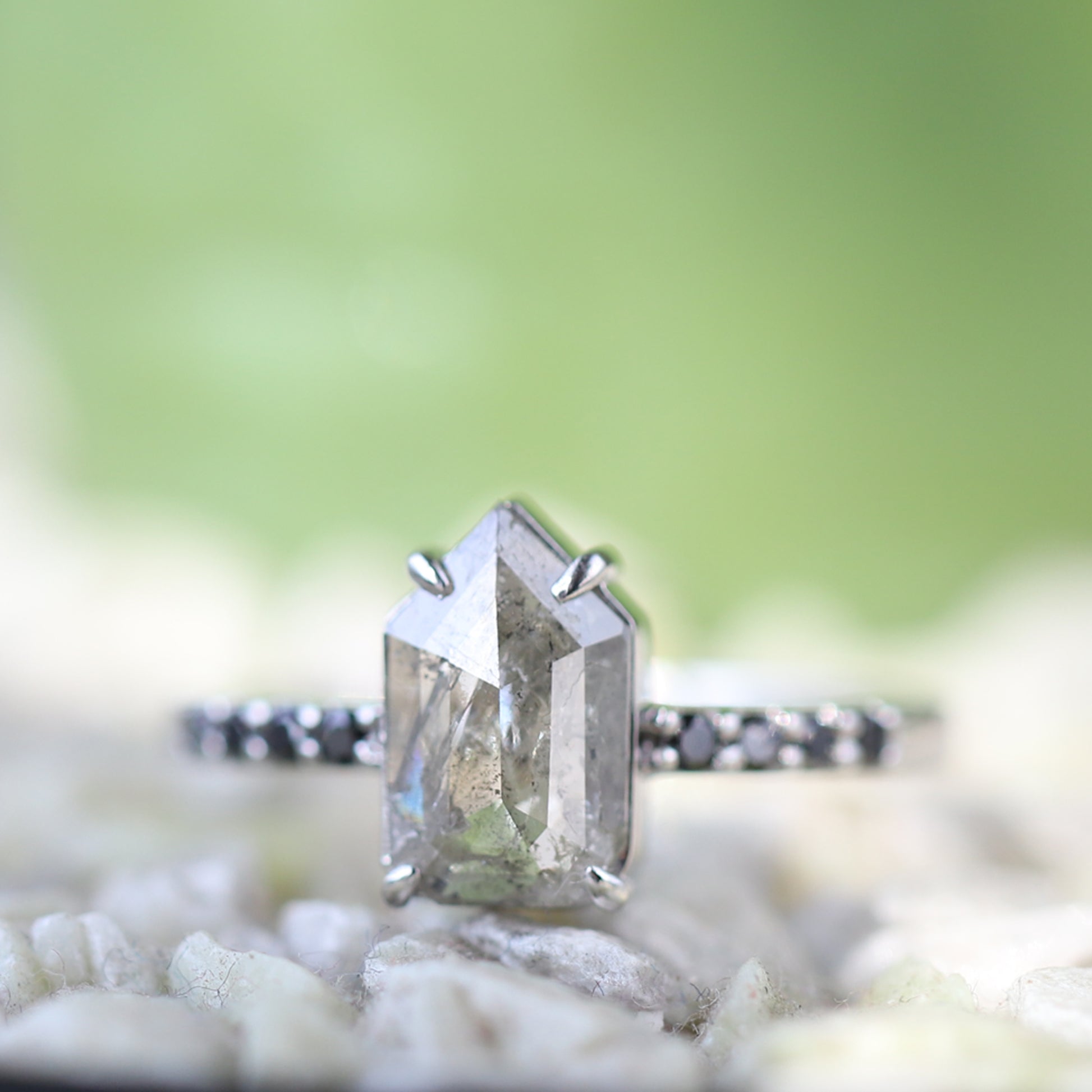 shield cut diamond engagement ring