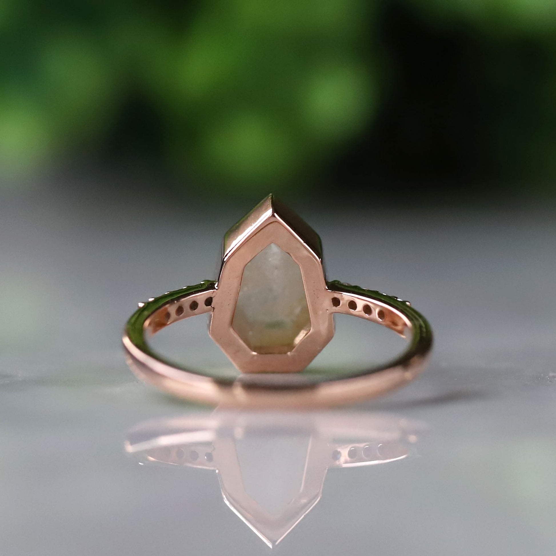 Elegant Shield Cut Salt and Pepper Diamond Ring in Vintage Style